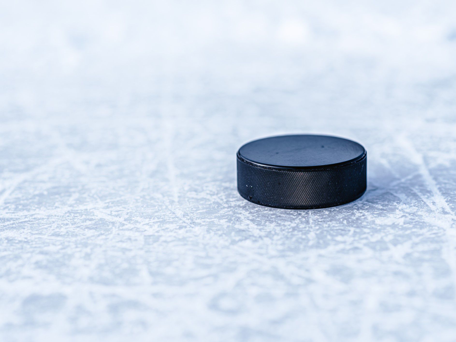 Hockey puck on ice