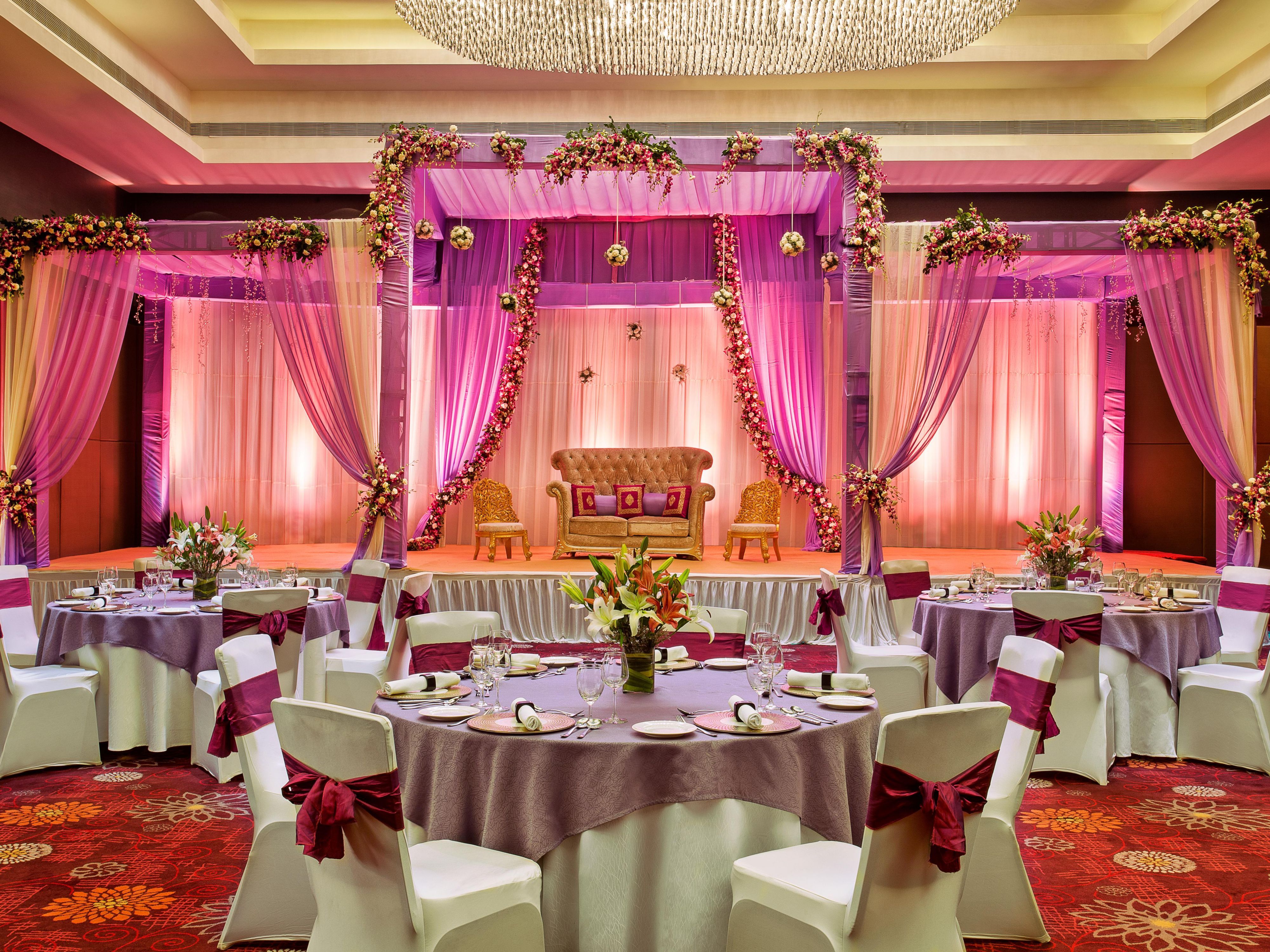 We love making your dream of a grandiose celebration come true. Whether your guest list is extensive or intimate, the hotel's 10,000 sq. ft event area allows you to host celebrations of varying scale and size. From extravagant buffets to live stations, featuring Marwari or Gujarati cuisine, the chefs here will custom create your menus.