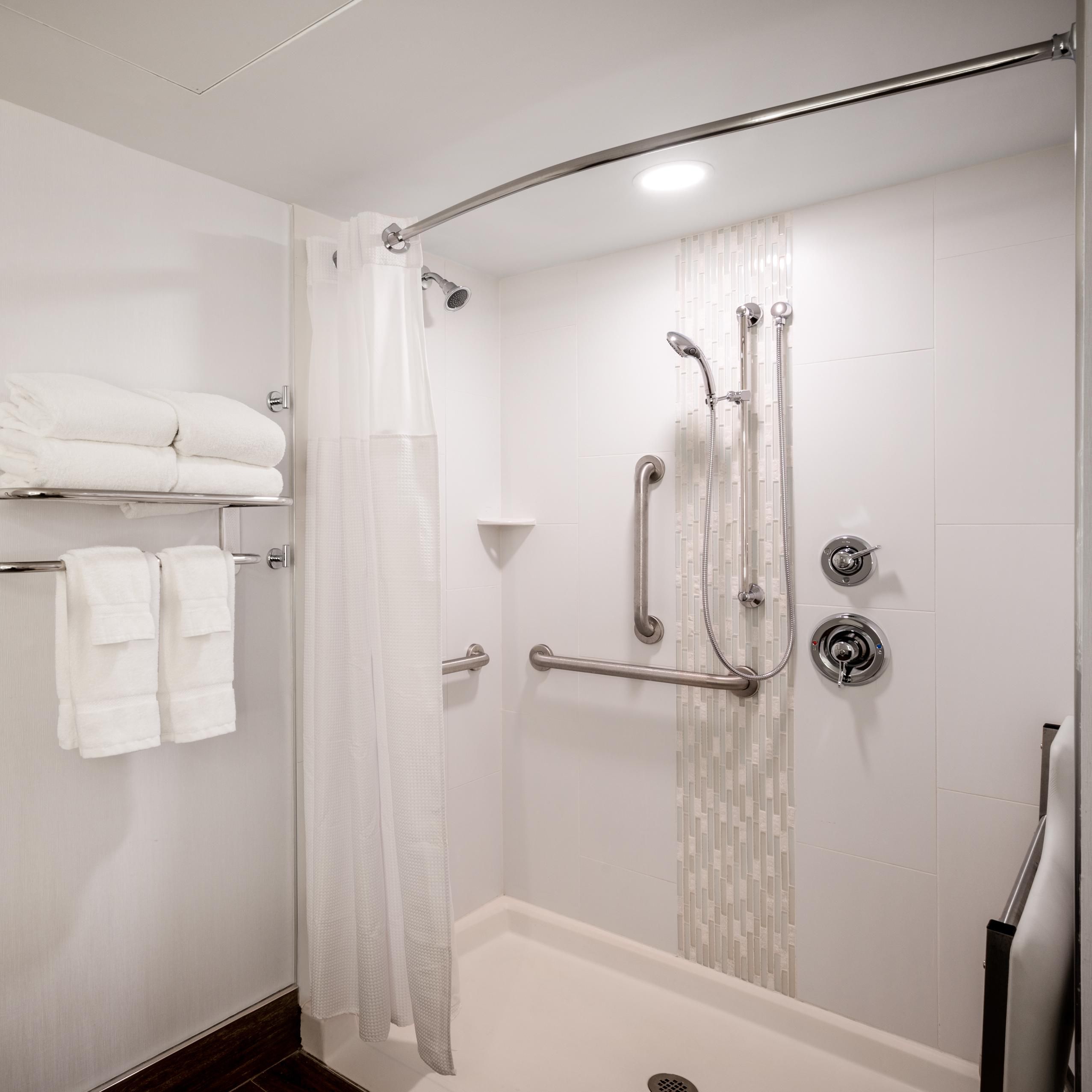 ADA/handicap accessible guest bathroom with roll-in shower