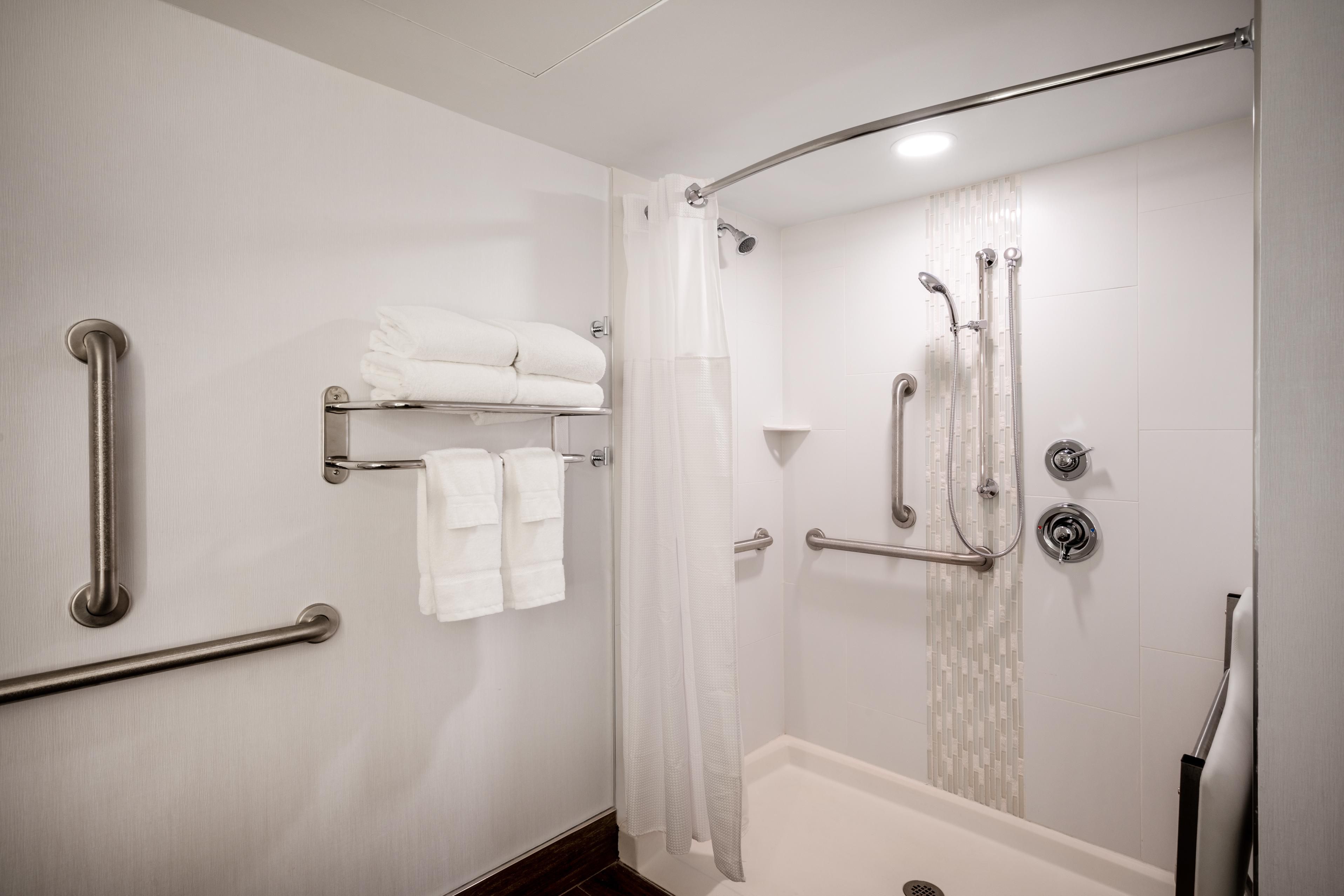 ADA/handicap accessible guest bathroom with roll-in shower