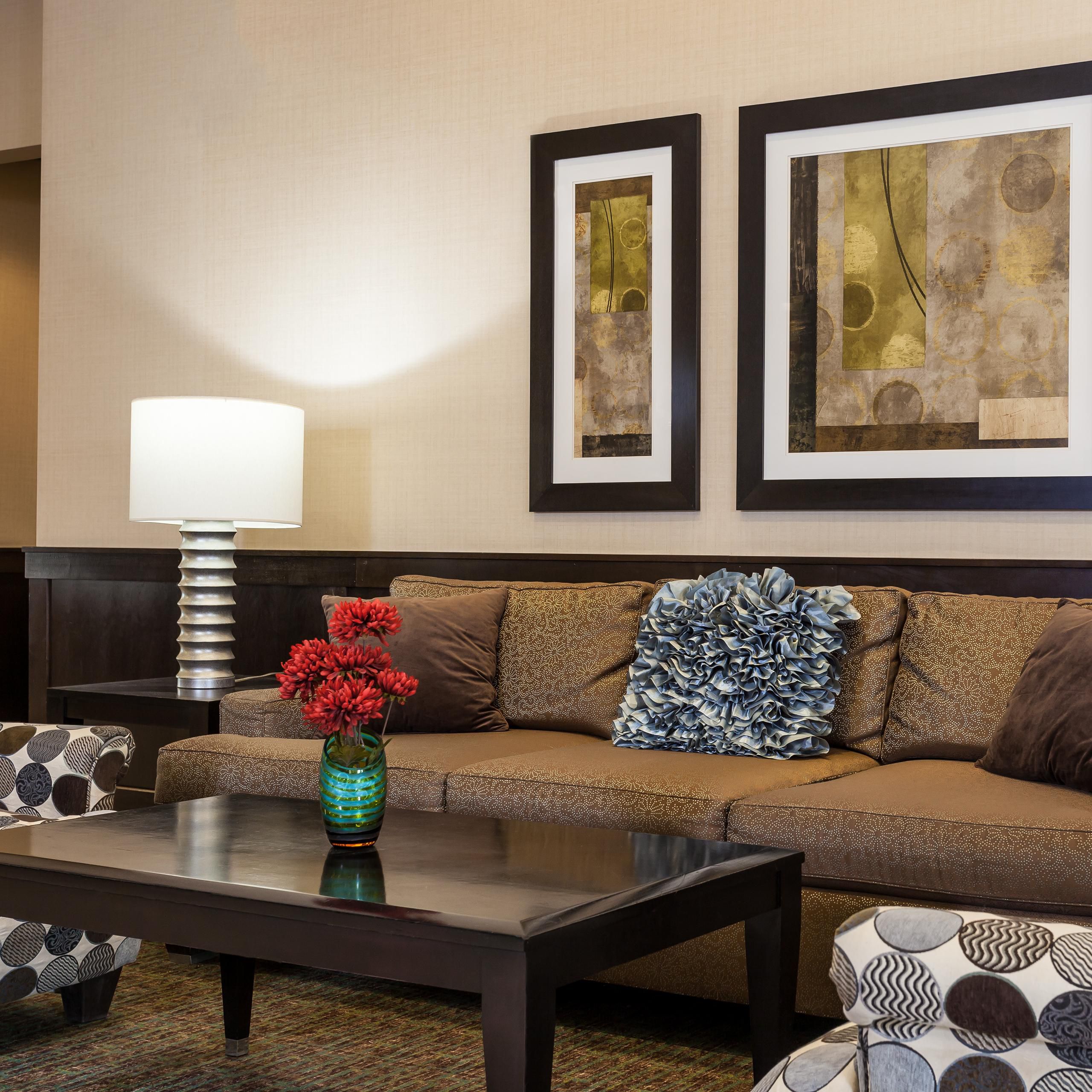 Relax with friends in our comfortable lobby