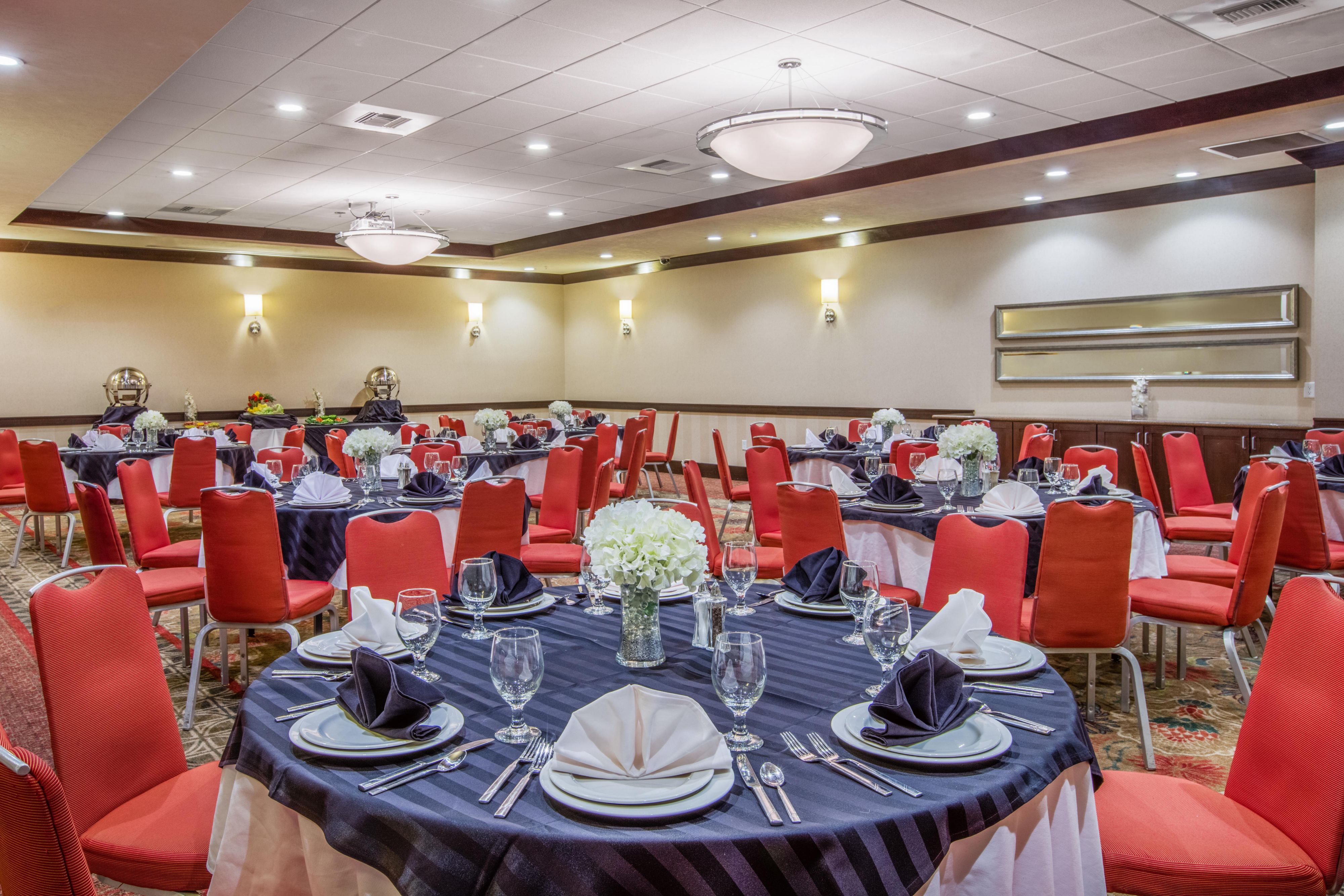 Enjoy incredible service and delicious food in our ballroom.