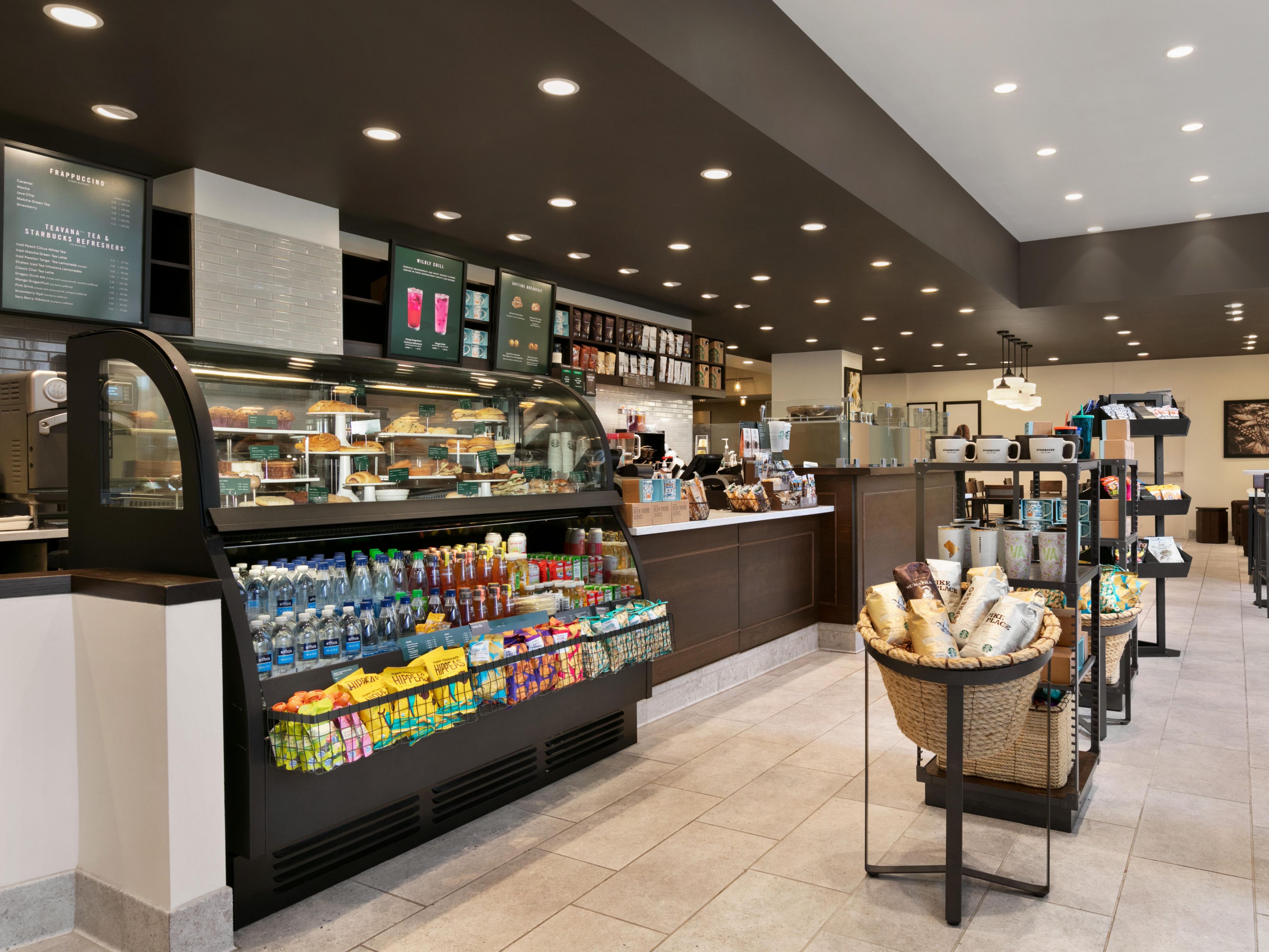 Need a break? Stop by our full-service Starbucks and grab a coffee to go! Featuring your favorite coffee and espresso beverages, teas, bakery items and more.