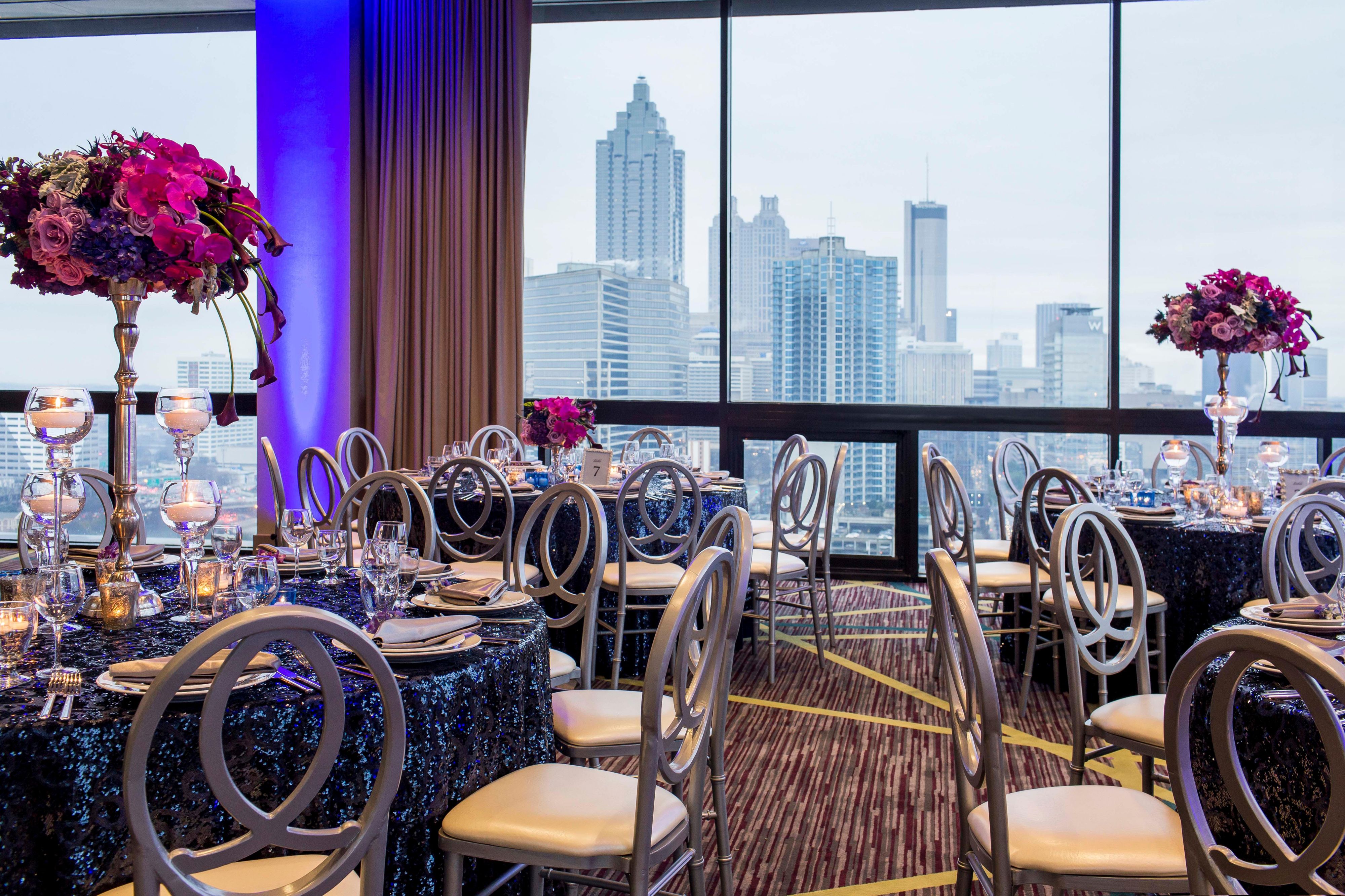 Enjoy sweeping views of the Atlanta skyline in Sky Room