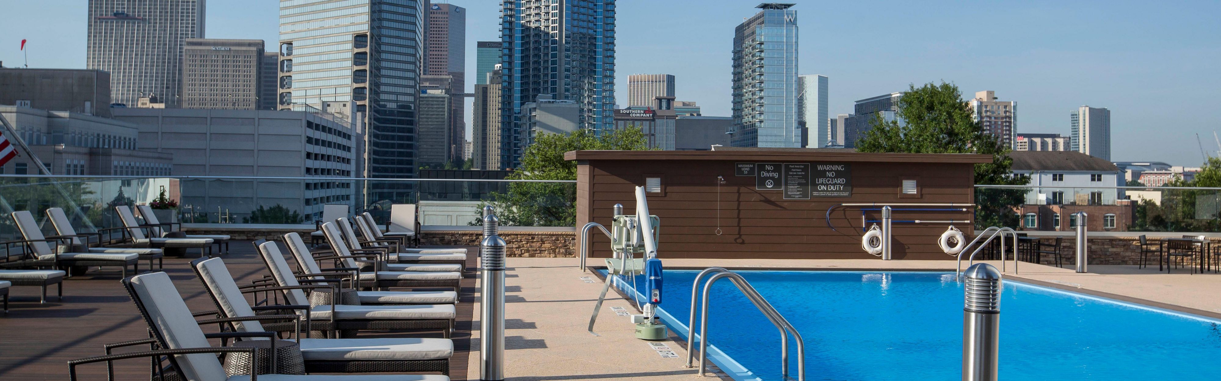 Outdoor pool with a view of the Atlanta skyline