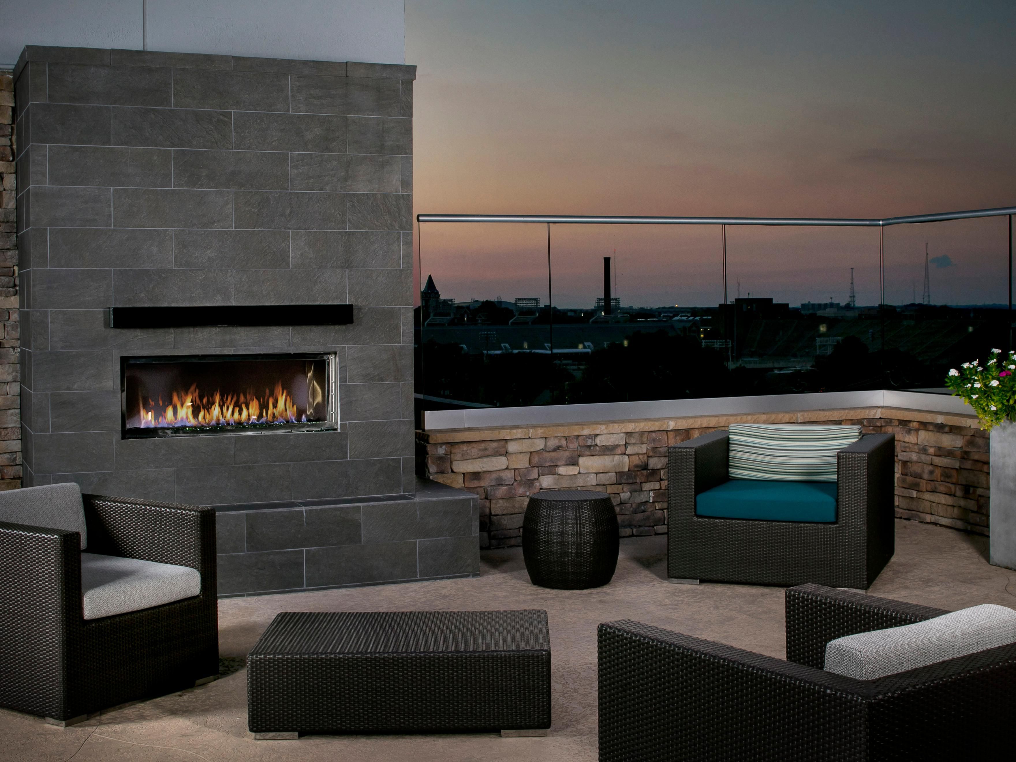 hotel rooftop with fireplace for lounging in atlanta