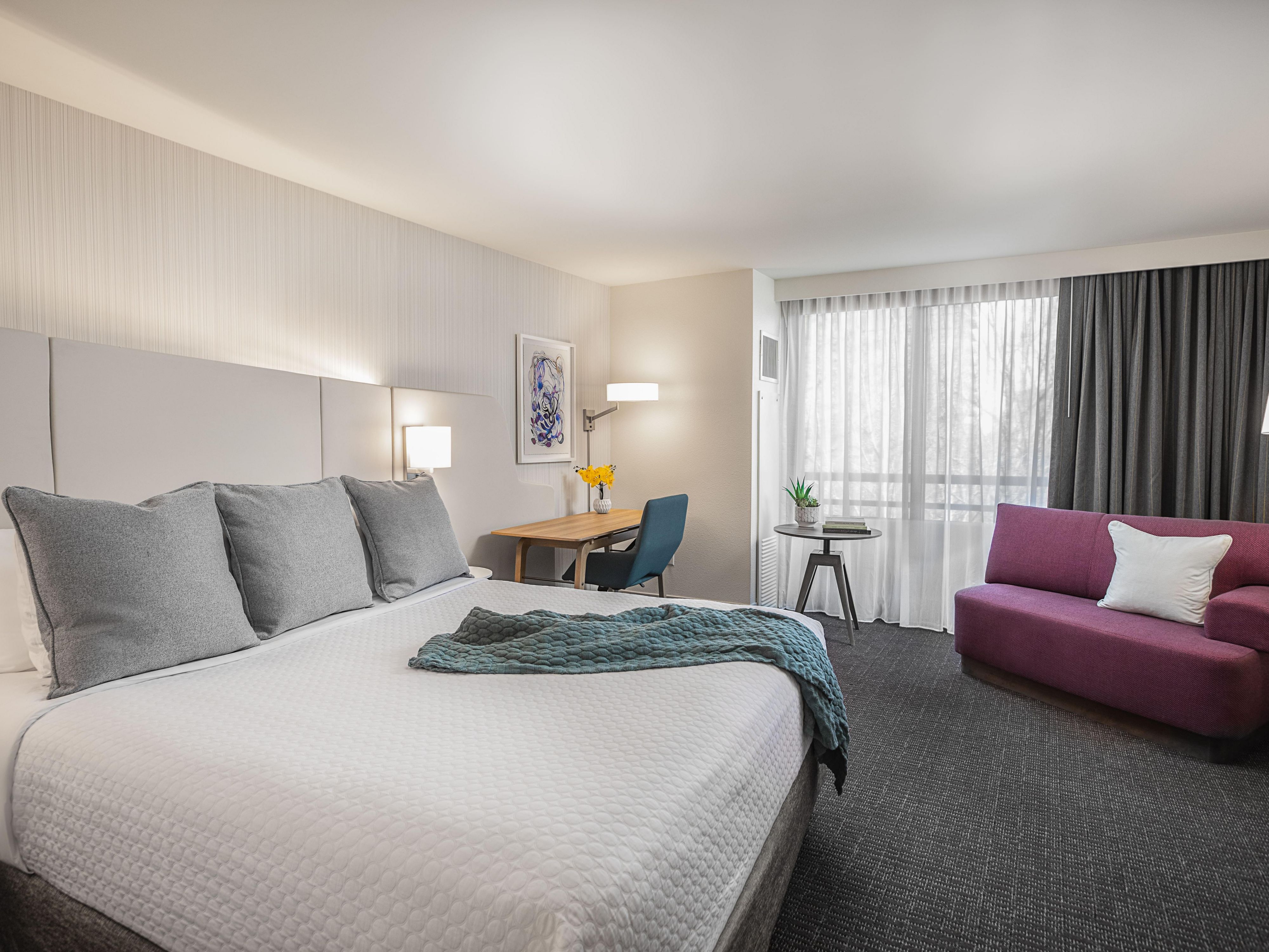 single bed guest room with view