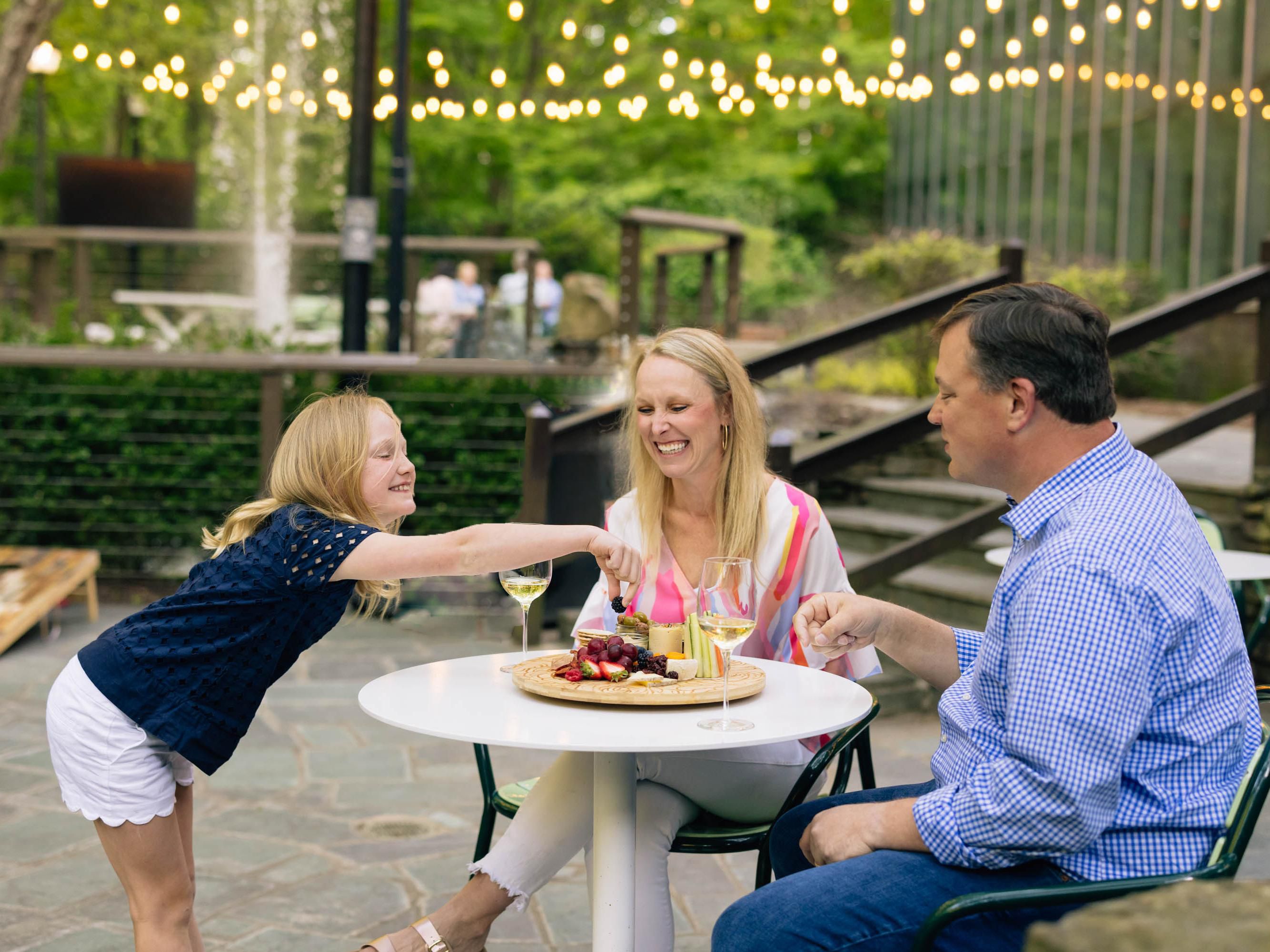 Our backyard was made for family fun. Take a stroll through our forested nature trails. Relax with a refreshing drink and a bite to eat or engage in games on our patio. Beat the Georgia heat and escape the hustle of the city right in our scenic sanctuary.