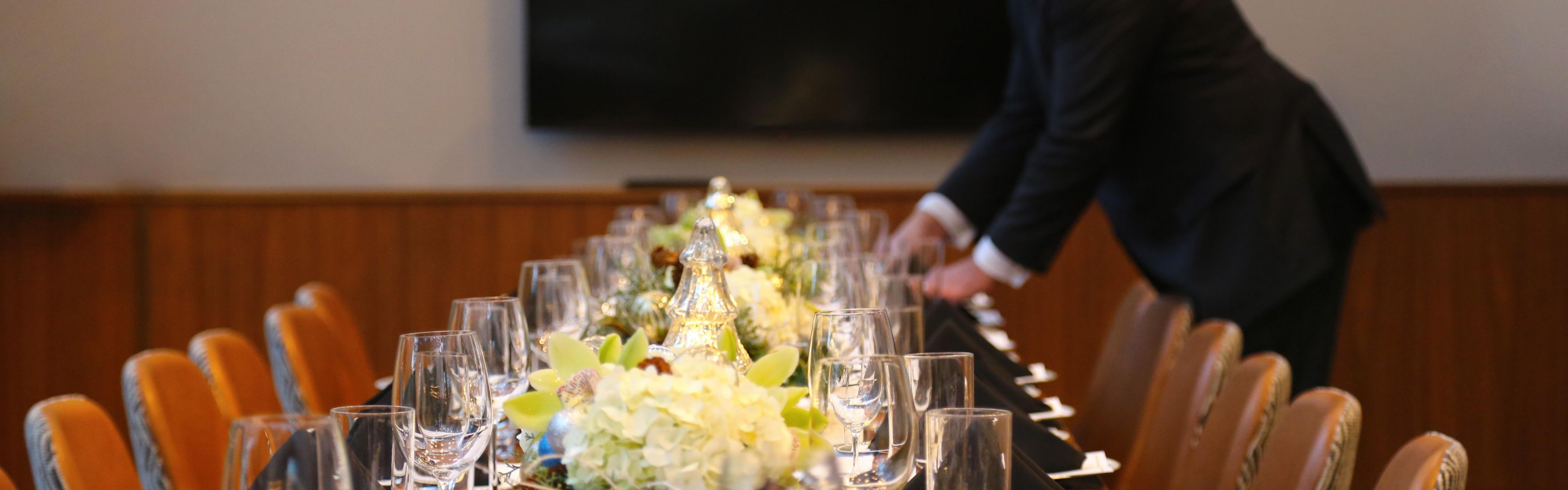 Holiday party table set up