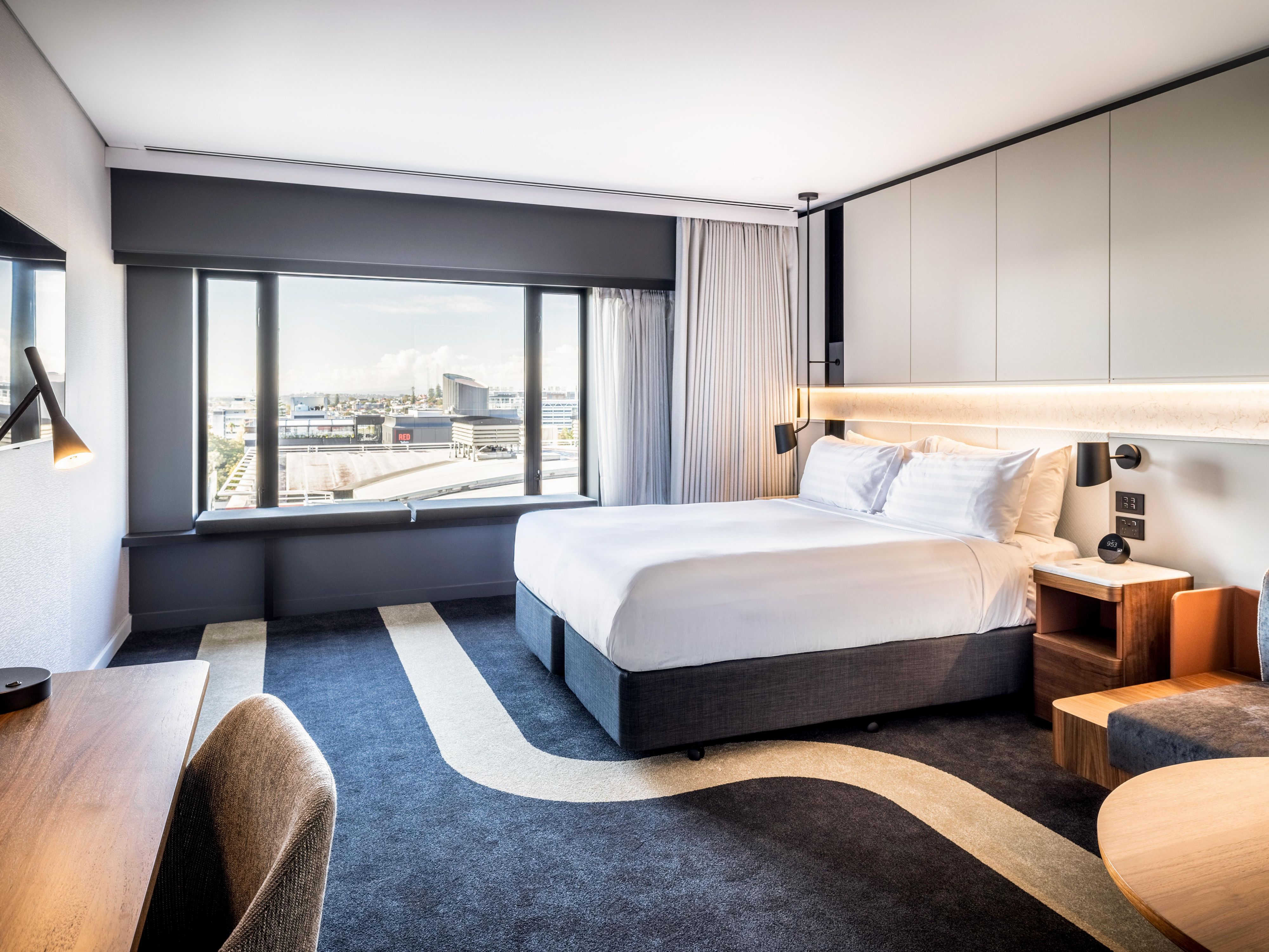 Beautifully appointed rooms with automatic curtains, night lights