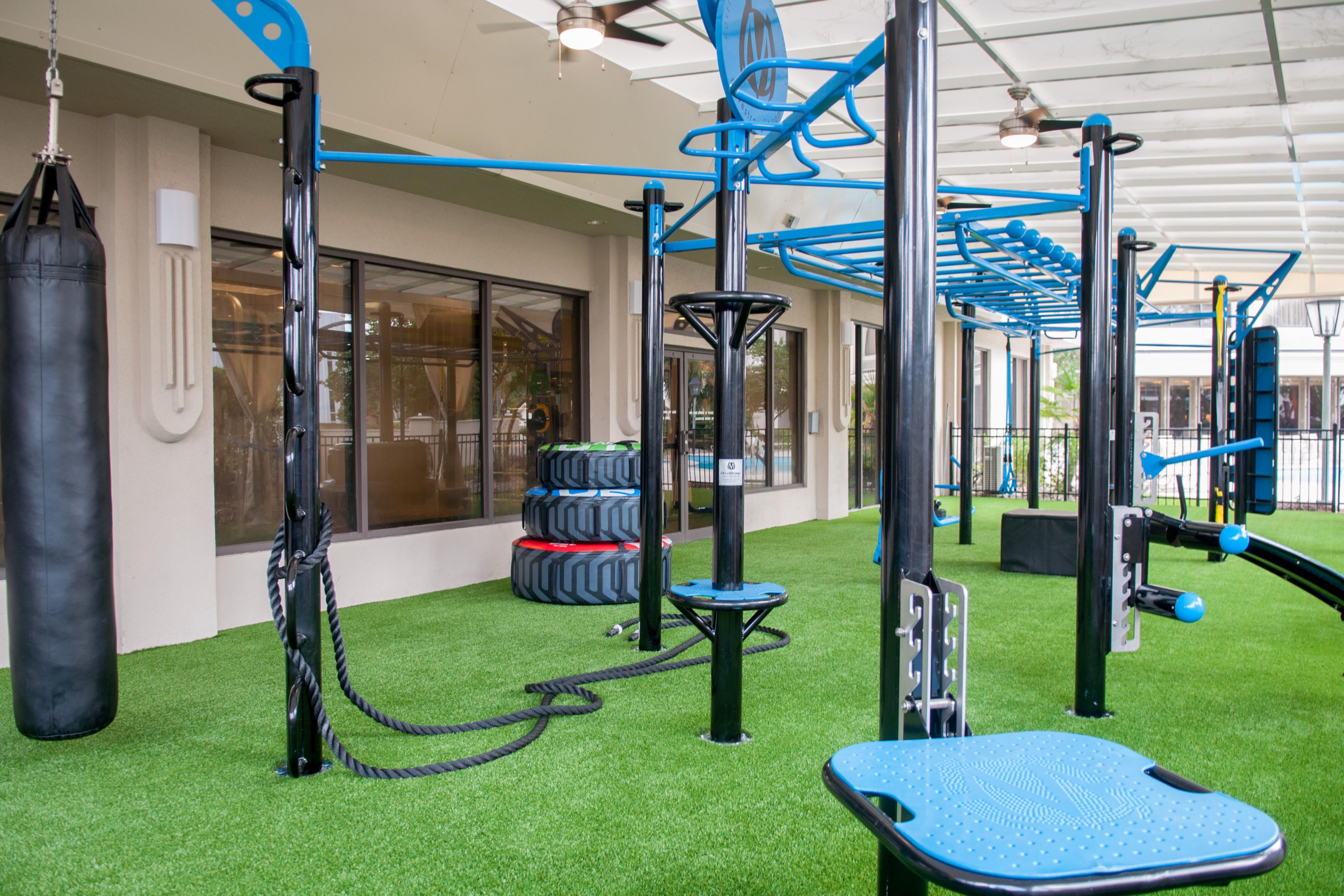 Get in a workout at our state-of-the-art outdoor fitness center.