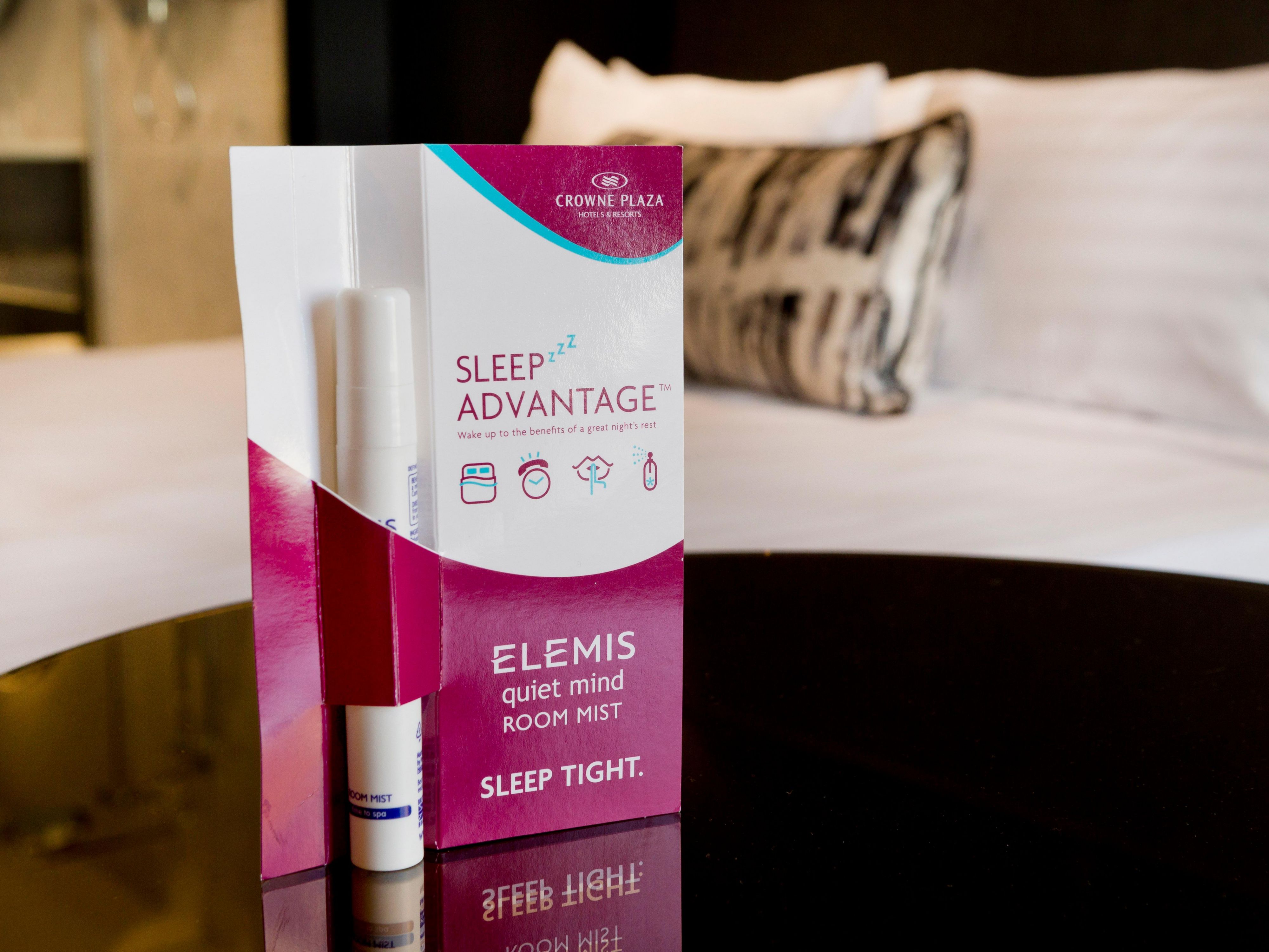 Key components of a well-rested stay are comfortable premium bedding, aromatherapy, quiet zones and a guaranteed wake-up call. Sleep Advantage™ offers them all in one package to help soothe and comfort the mind.