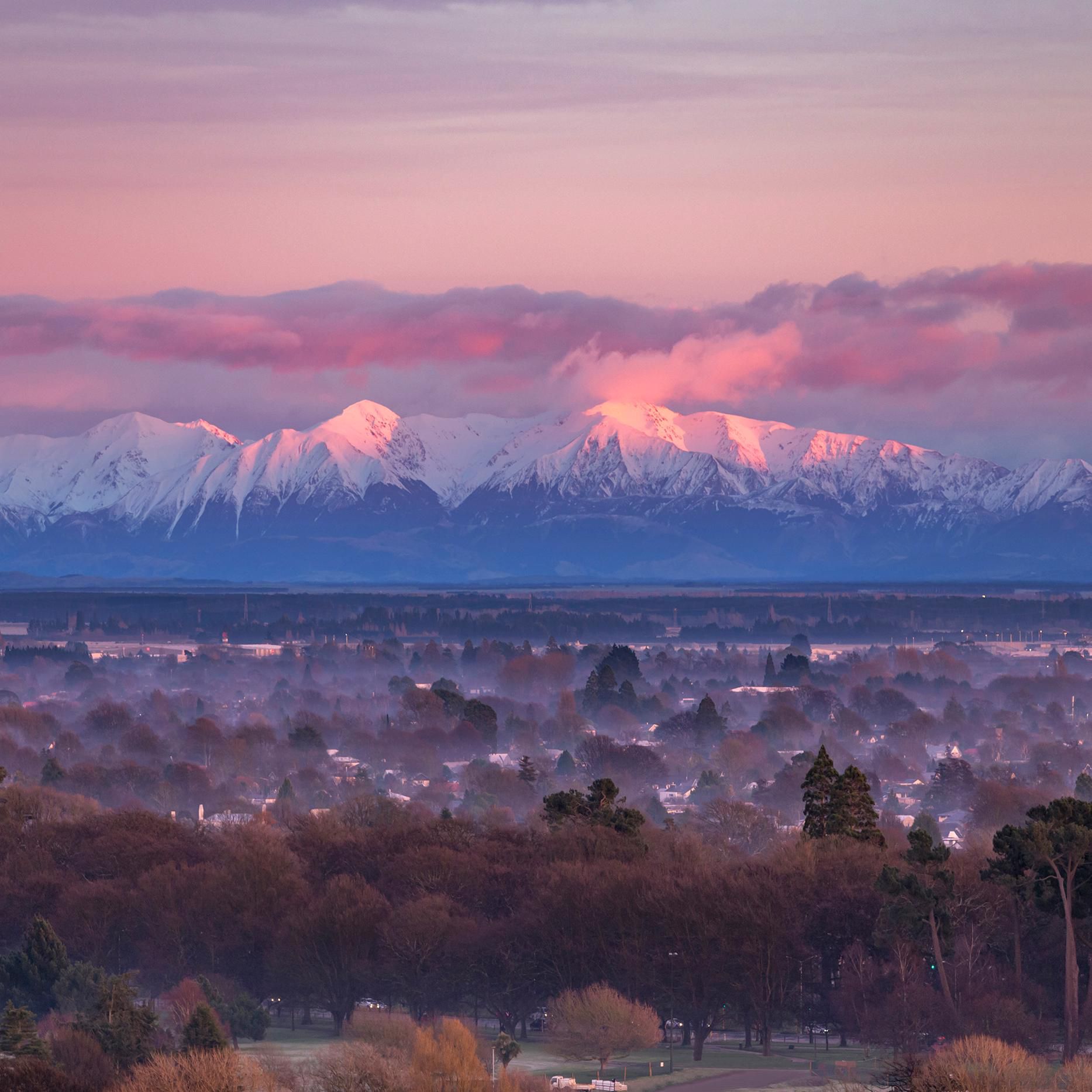 View of the Southern Alps from Crowne Plaza Christchurch