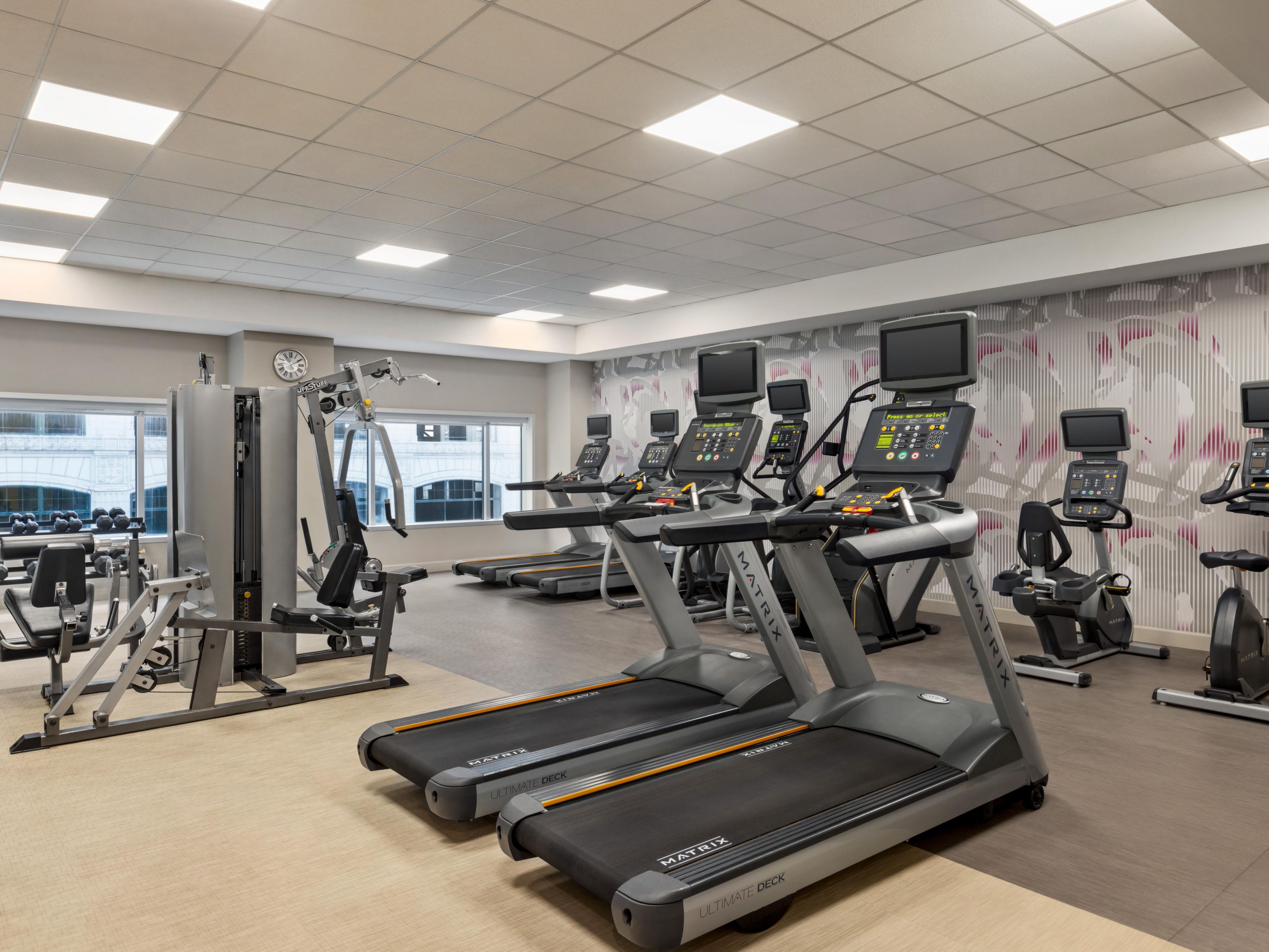 Keep up with your fitness routine at our 24-hour Fitness Center, featuring elliptical, stair stepper, treadmill machines, and free weights on the hotel’s third floor. After your workout, you can enjoy some well-earned moments of relaxation and fun at our heated indoor pool area with a hot tub and sauna — open from 8:00 AM to 10:00 PM. 