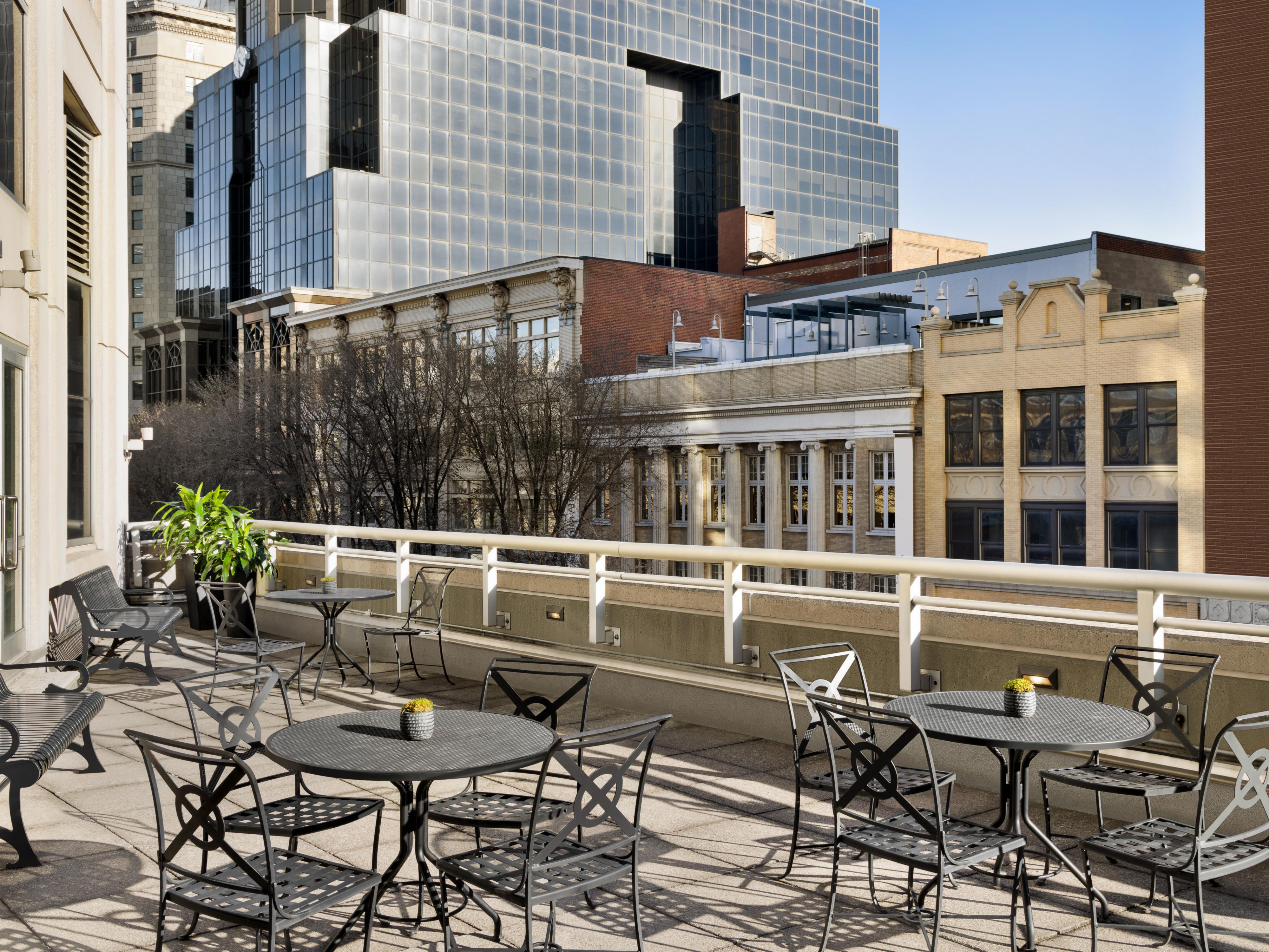 Guest patio and terrace at Crowne Plaza Cleveland at Playhouse Square