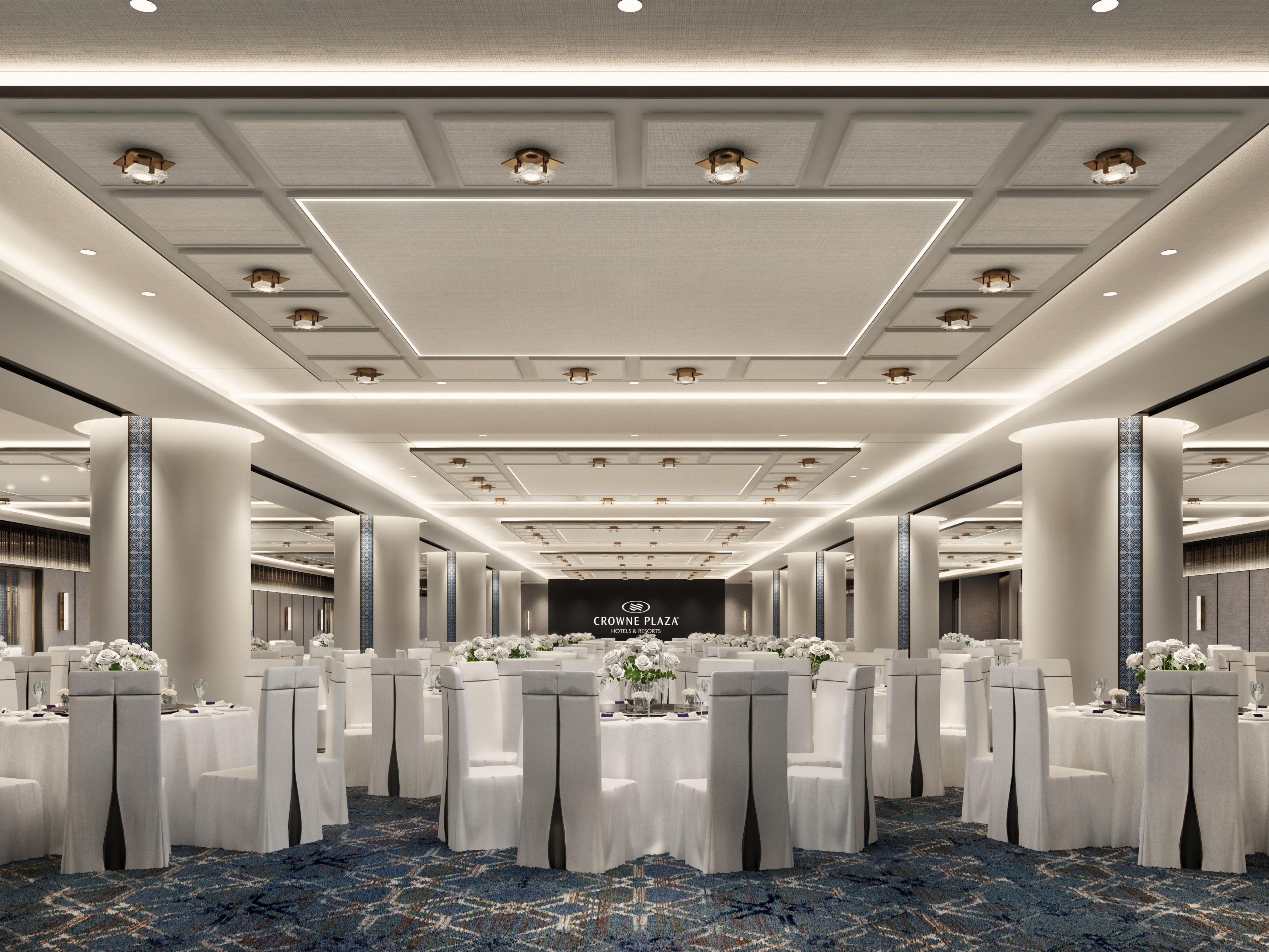 9,053 平方フィートのセレスティアル ボールルーム(最大 1,100 お客様まで収容可能) で、忘れられないイベントをご開催ください。カスタムメイドのサービスで、壮大なウェディング、カンファレンス、ガラの祝賀会などに最適。