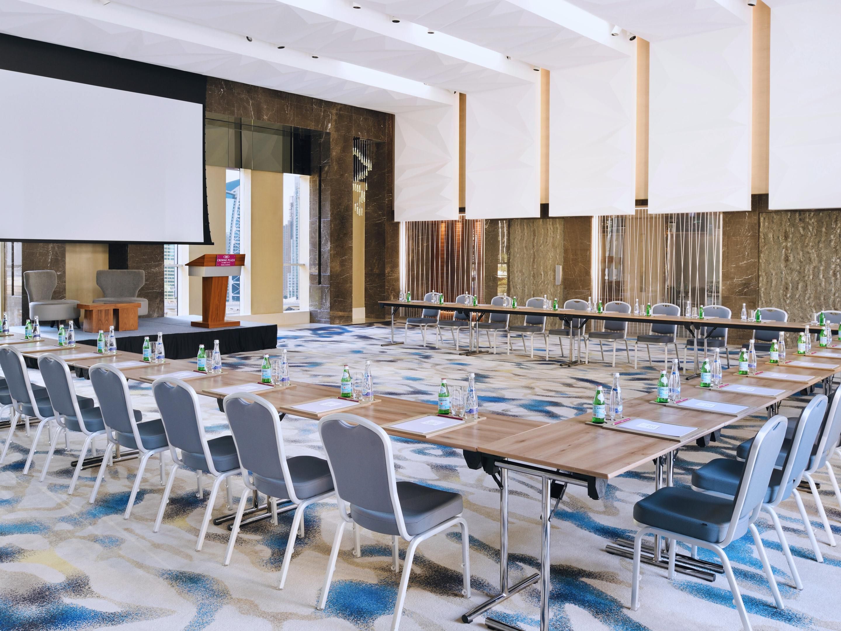 Crowne Plaza Dubai Marina is an exceptional location for meetings and events. The hotel boasts 460 square meters of conference space. Our Marina Ballroom offers natural daylight as well as serene views of the Dubai Marina, which serves as the perfect backdrop to any meeting or special occasion.