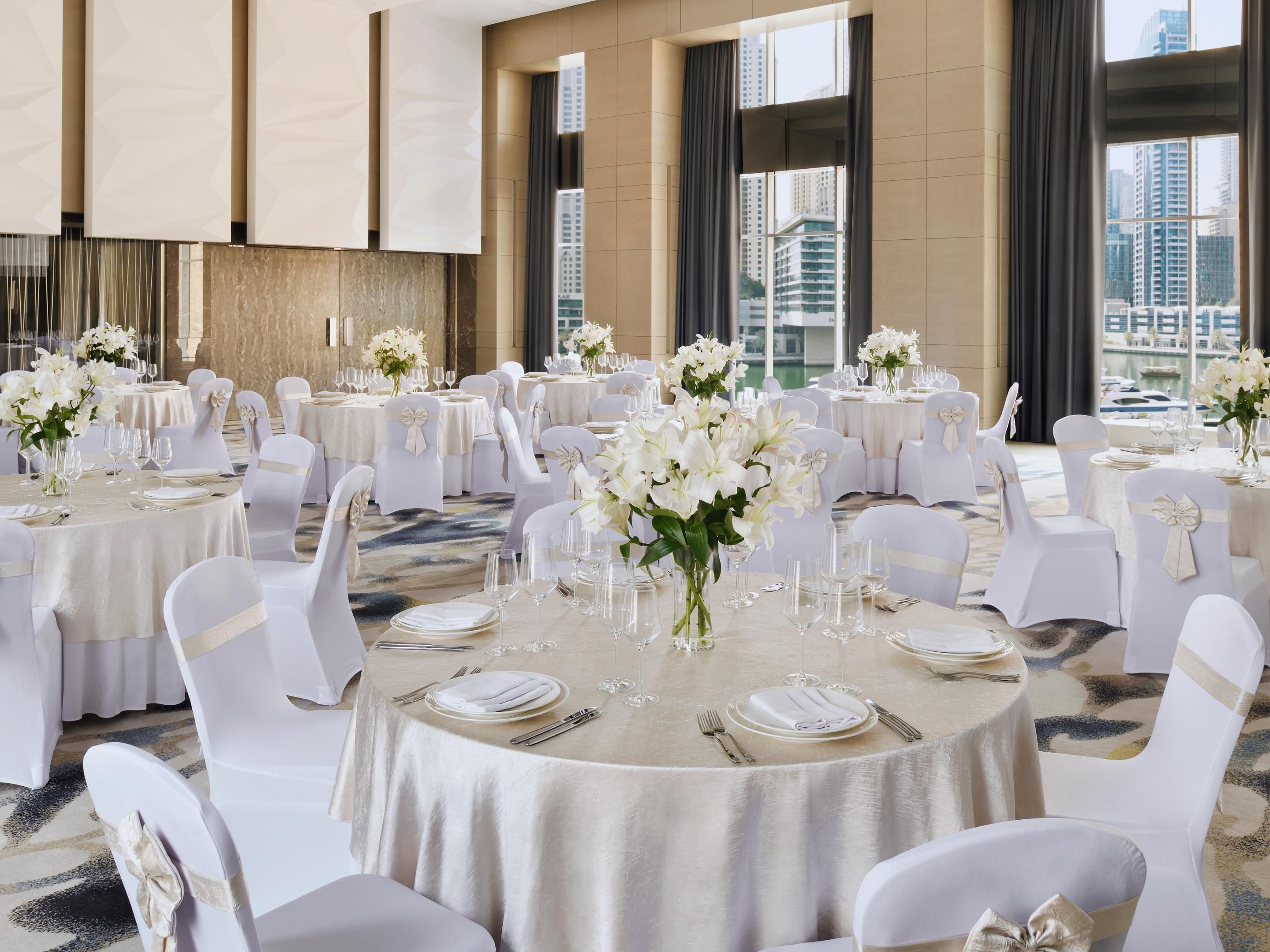 Celebrate your special day in style at our spacious Marina Ballroom, where stunning views and elegant surroundings set the perfect stage for your dream wedding. Let our dedicated team at Crowne Plaza Dubai Marina take care of every detail to make your celebration truly unforgettable.