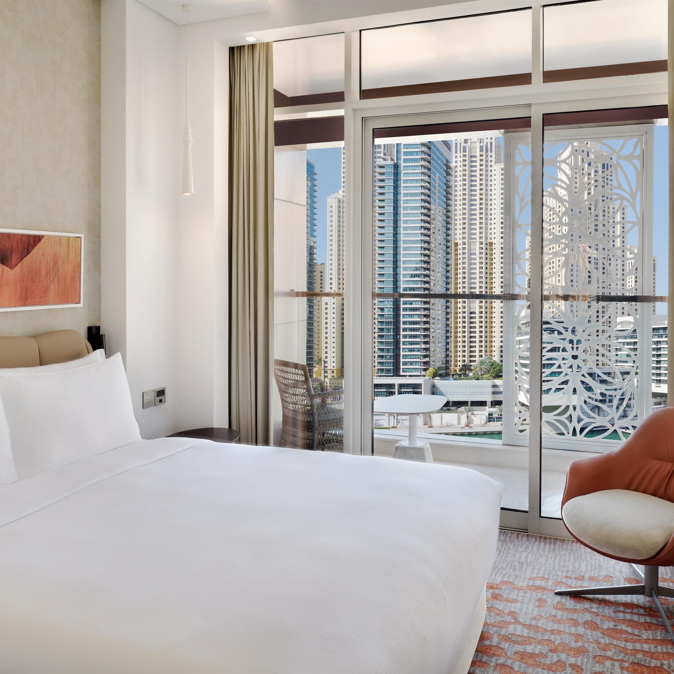 Dubai Marina view from Deluxe Suite Bedroom&#39;s balcony