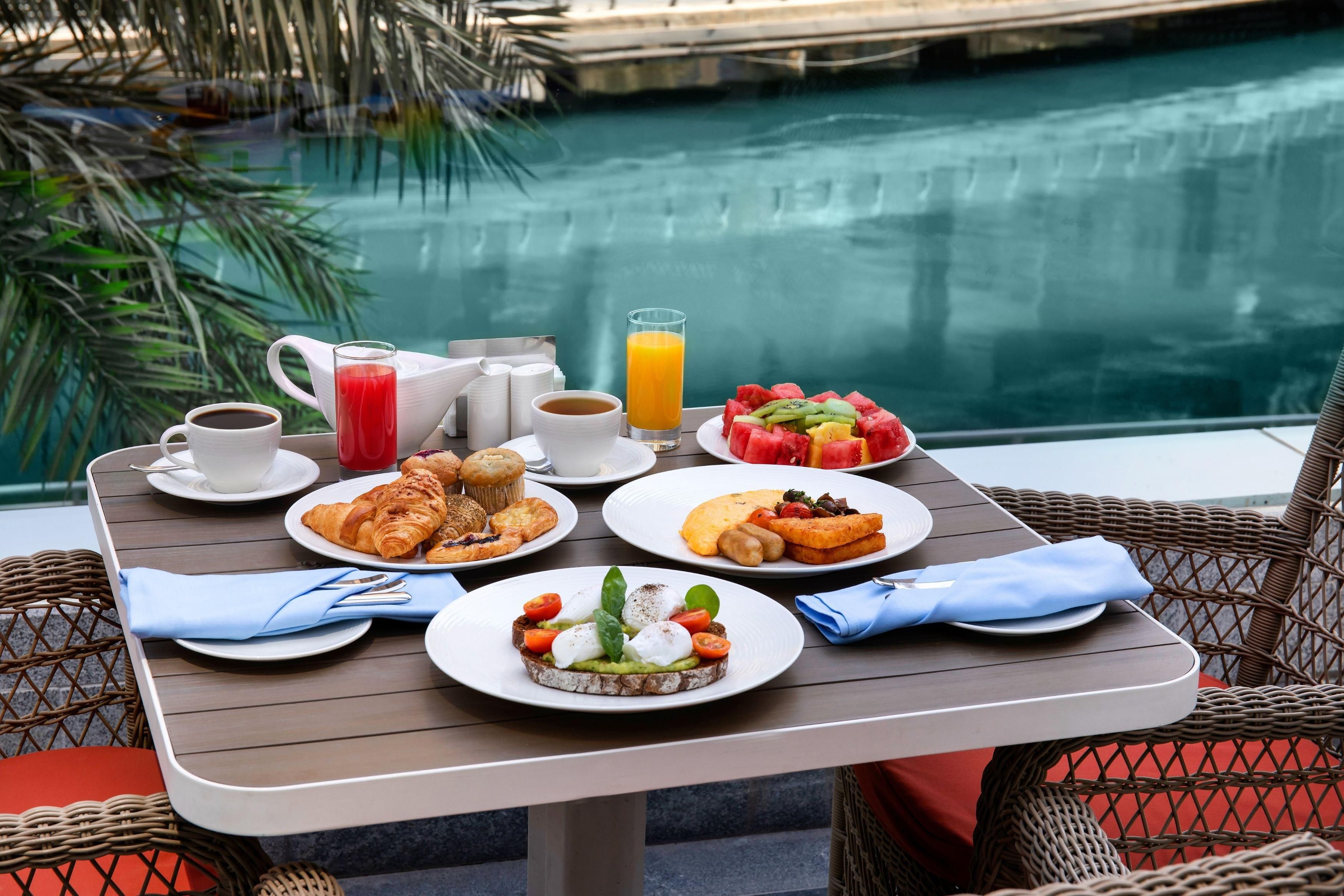 Breakfast at Lo+Cale Terrace overlooking the Marina