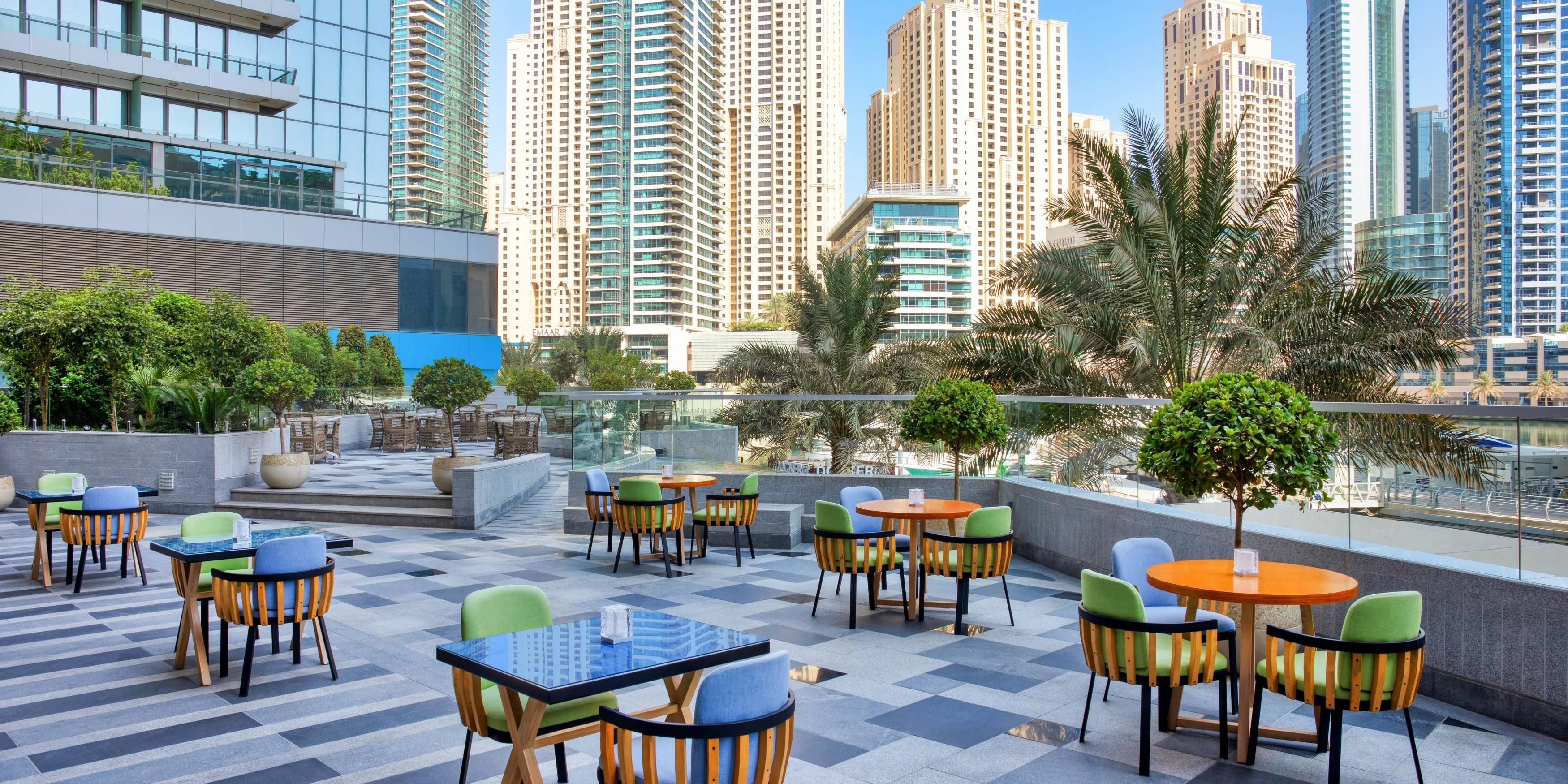 Outdoor Dining with Marina view at Lo+Cale Restaurant