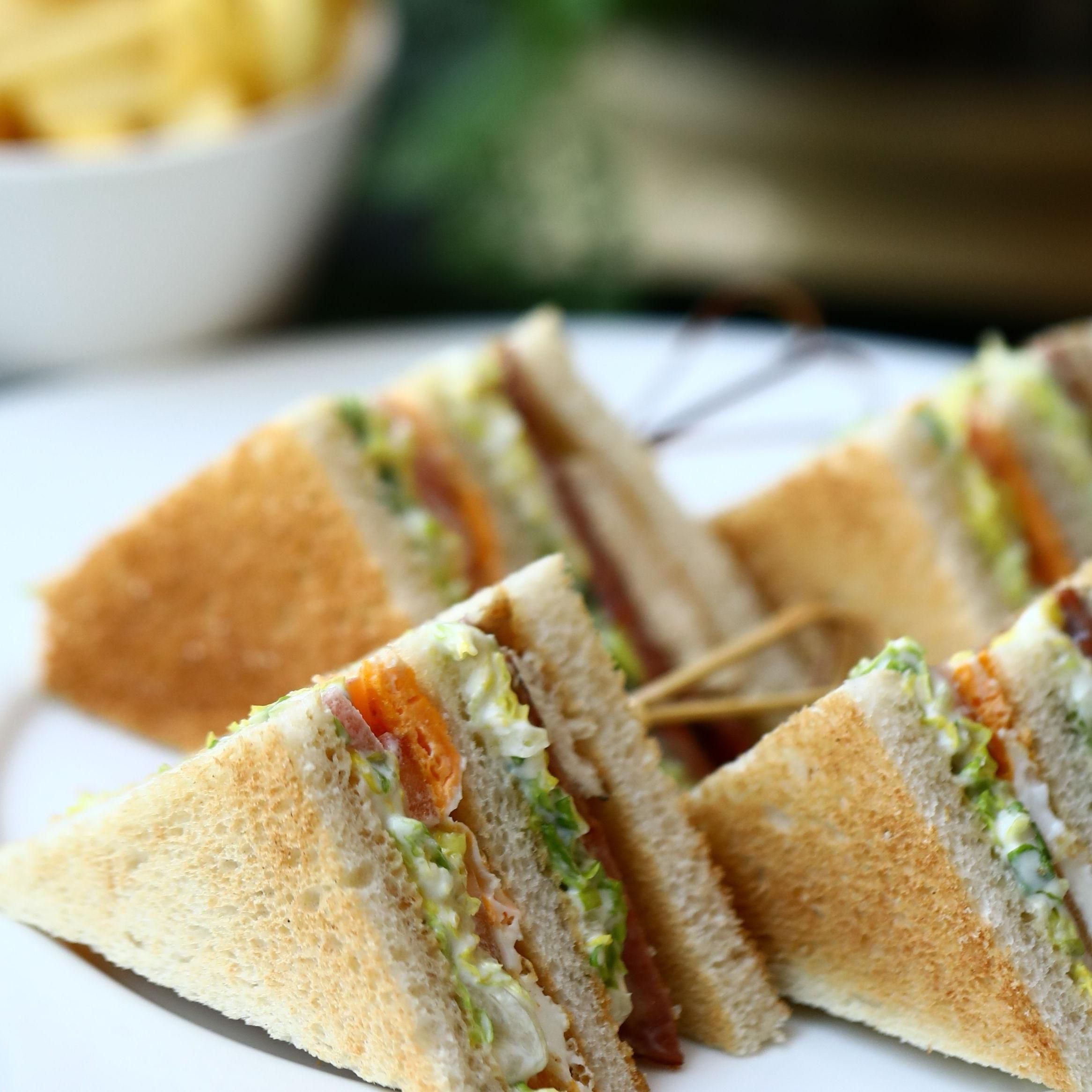 Freshly made club sandwich at Connexions