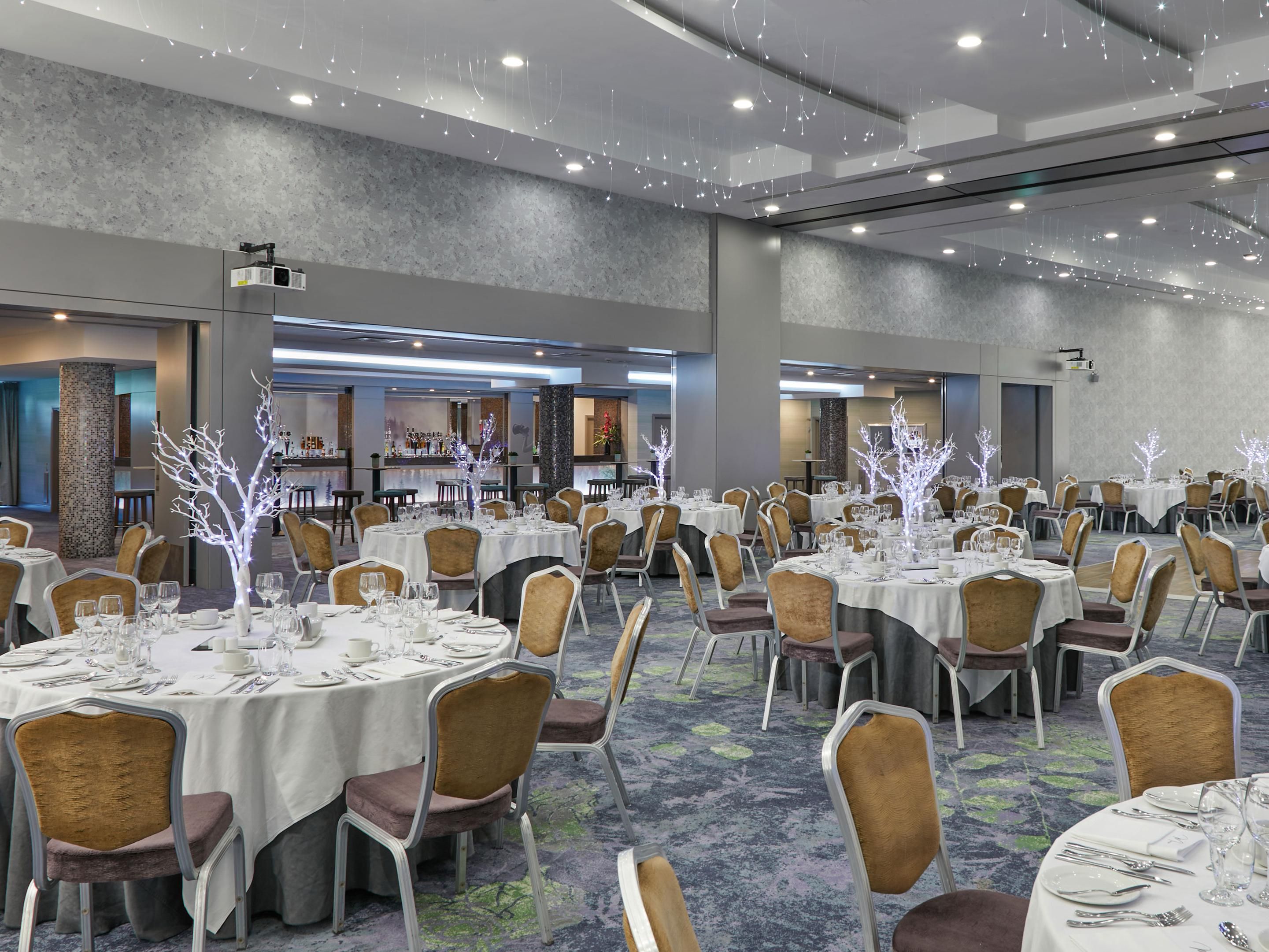 Veranstalten Sie Geburtstagsfeiern, Junggesellenabschiede, Taufen, Hochzeiten, Galadinner und Preisverleihungen in unserer weitläufigen Heather Suite in der Nähe des Dubliner Flughafens. Perfekt für Konferenzen im Theaterstil bietet die Heather Suite Platz für Gruppen von bis zu 650 Gästen. Die Location verfügt über einen Barbereich und einen Auss