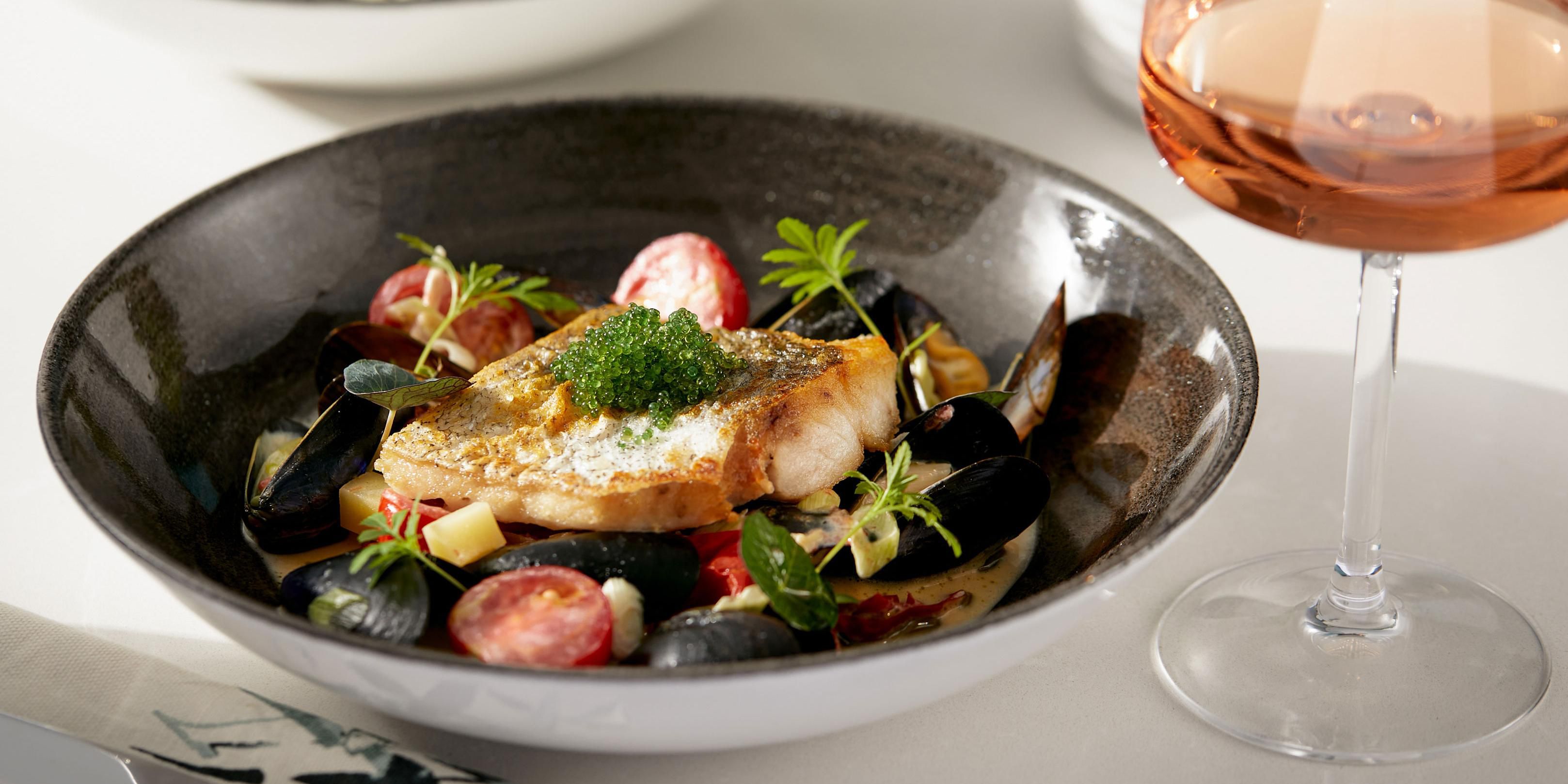 Fragrant hake with mussels rague at our Sanctuary Bar.