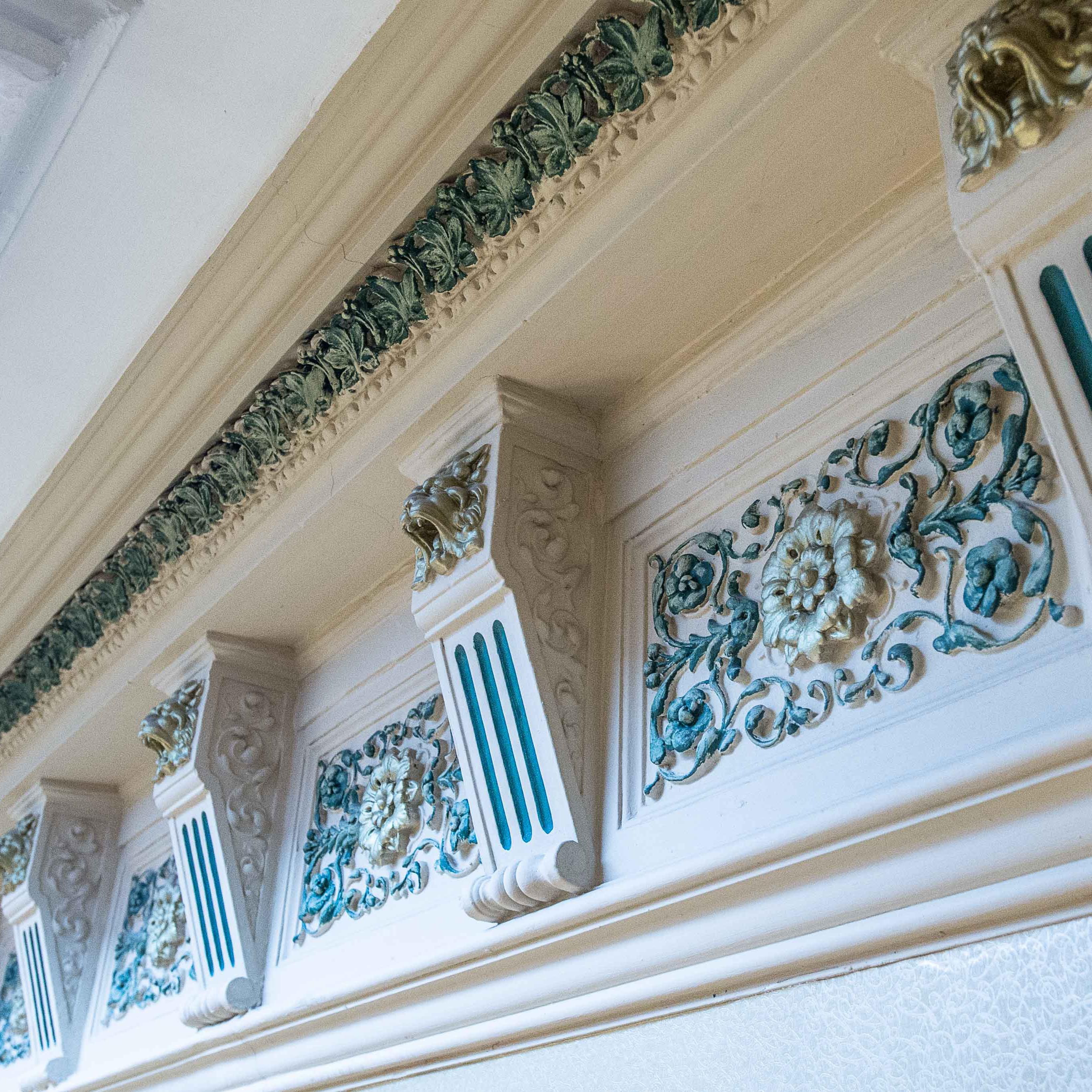 Ornate cornices add a charm &amp; elegance to the building