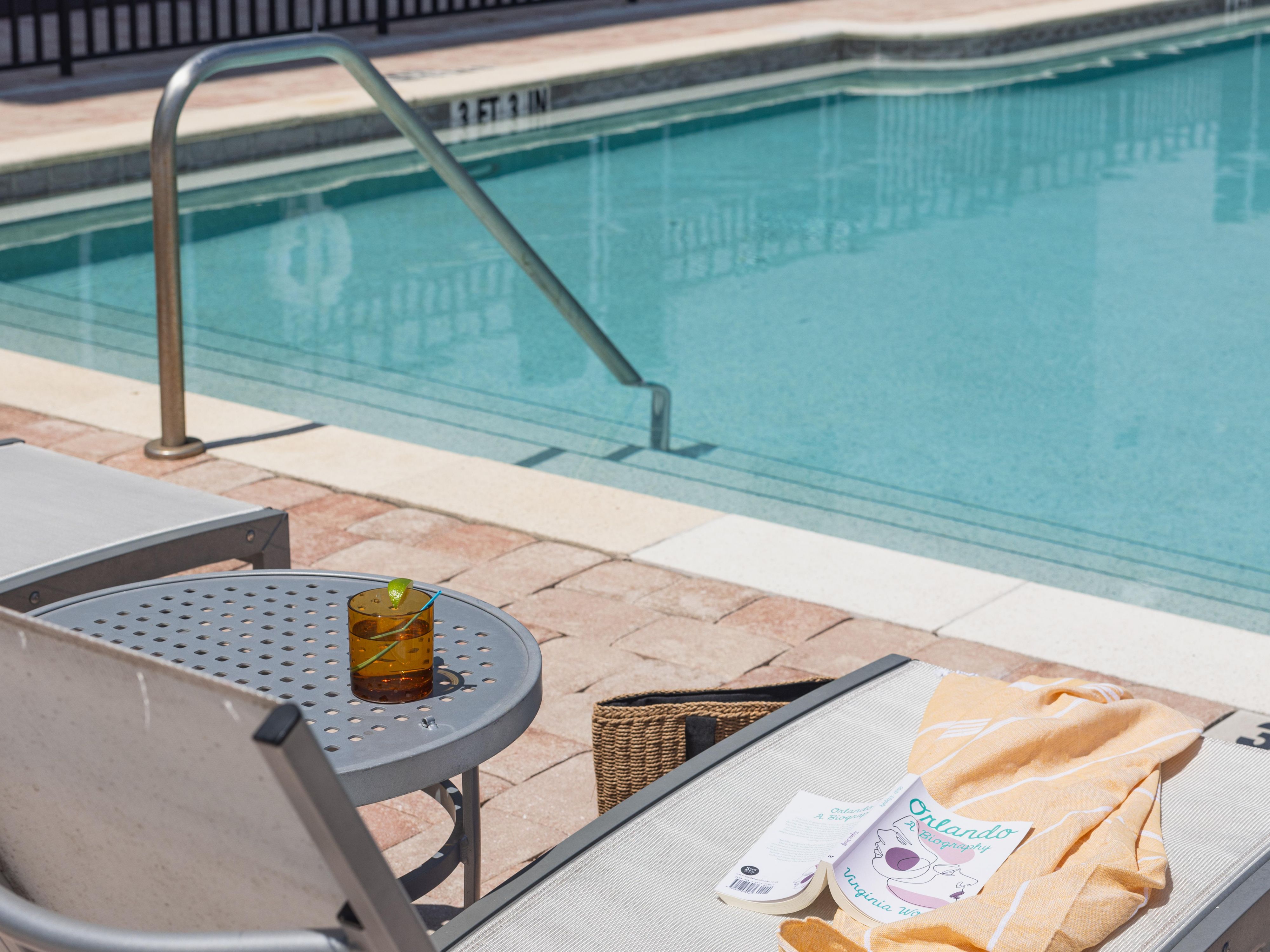 Enjoy a view of the lake in our backyard when you go for a swim in the outdoor pool. Bring the kids down for an afternoon of fun in the sun or relish some solo time in the water to relax and unwind.