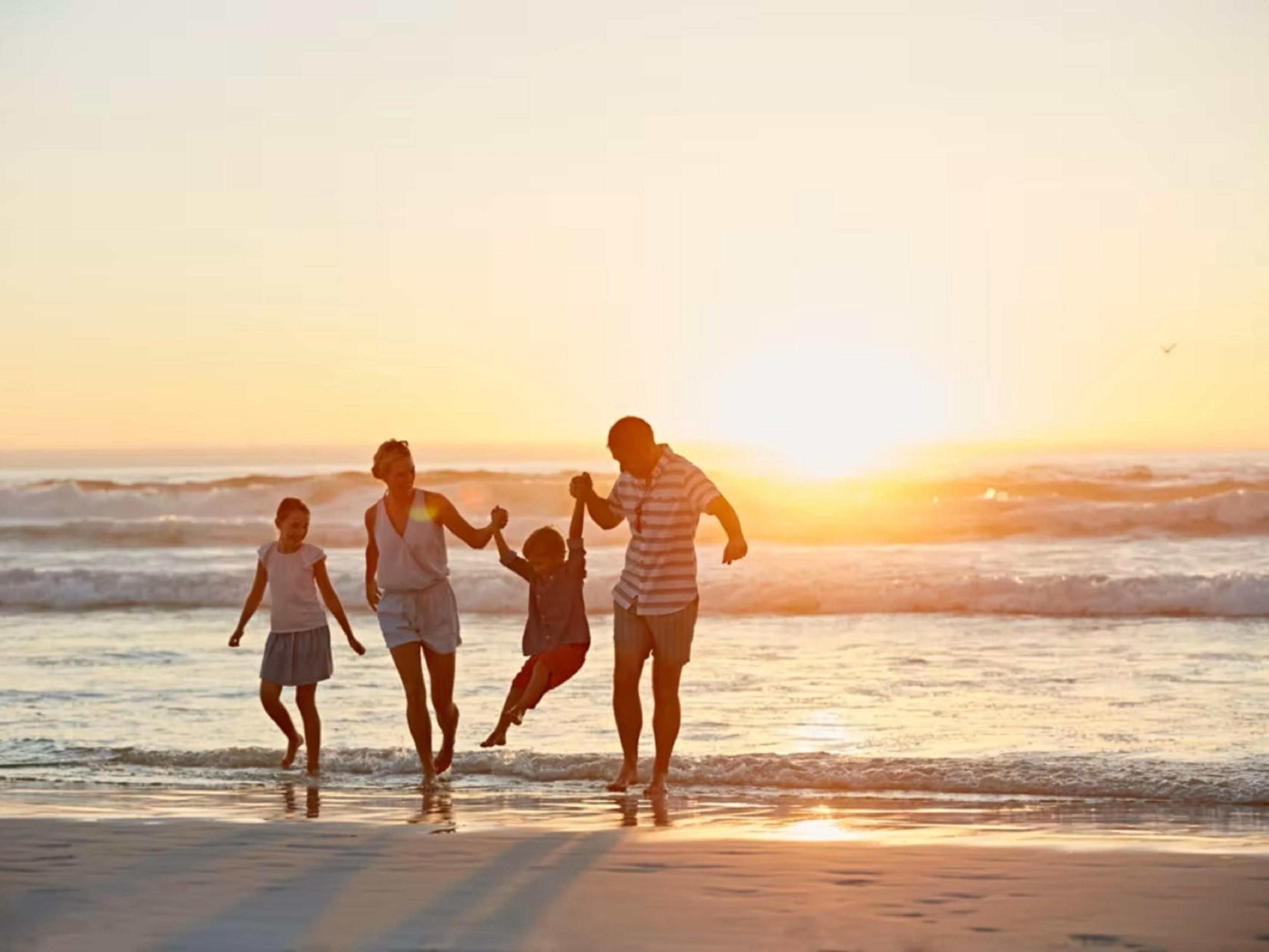Family together on a beach