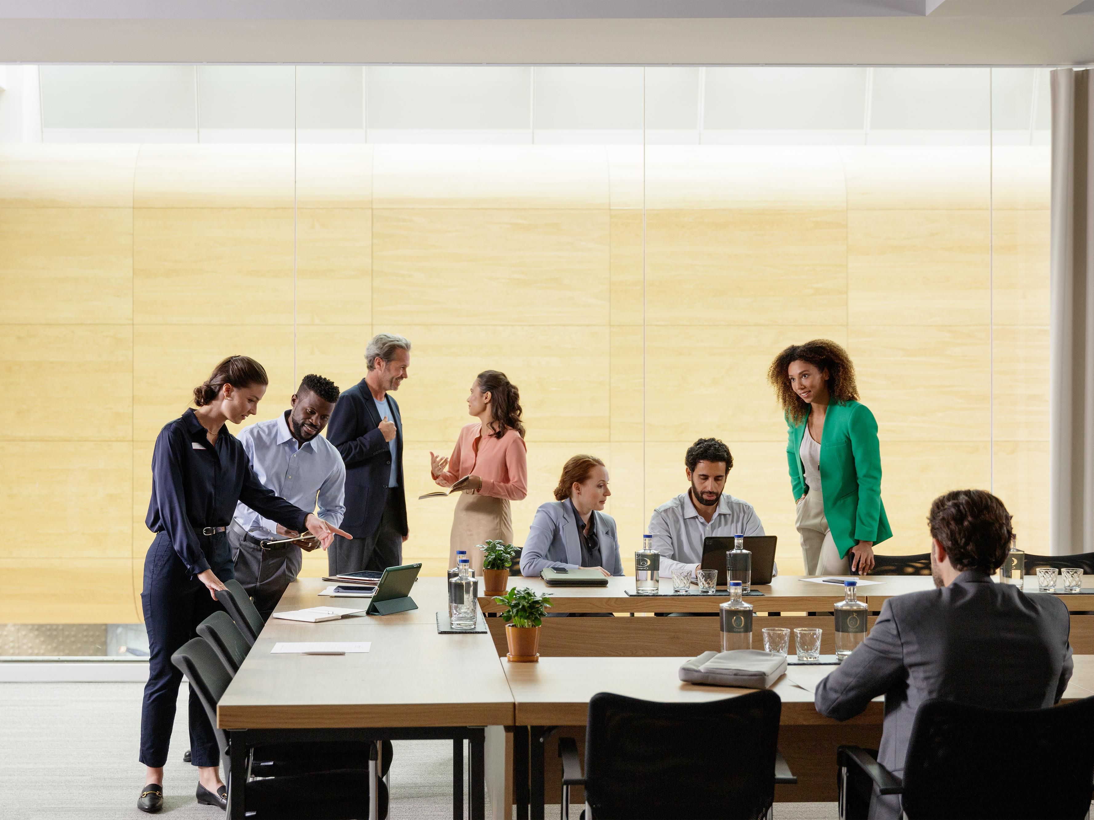 Corporate group in a meeting.