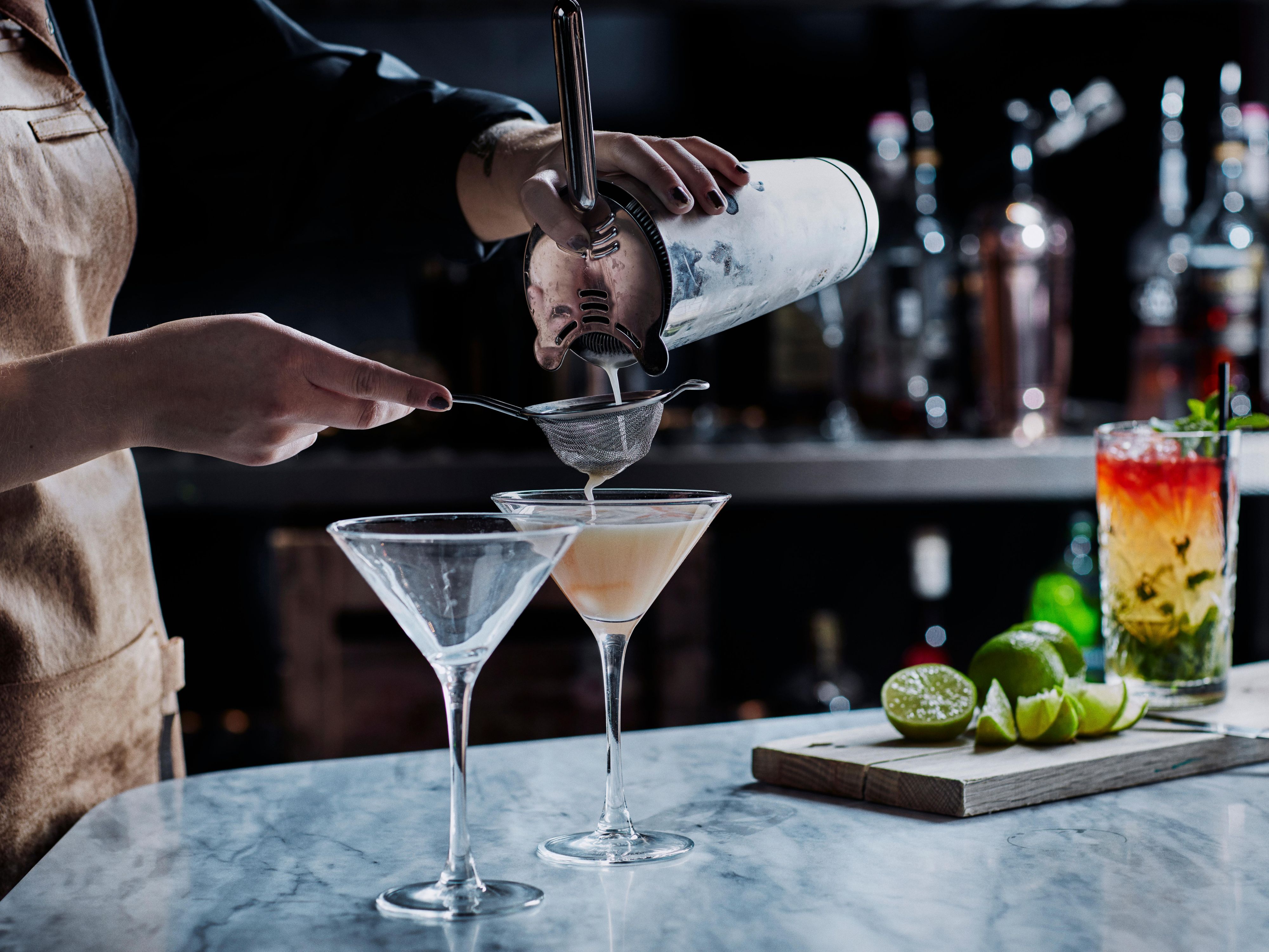 bartender making drink cocktails