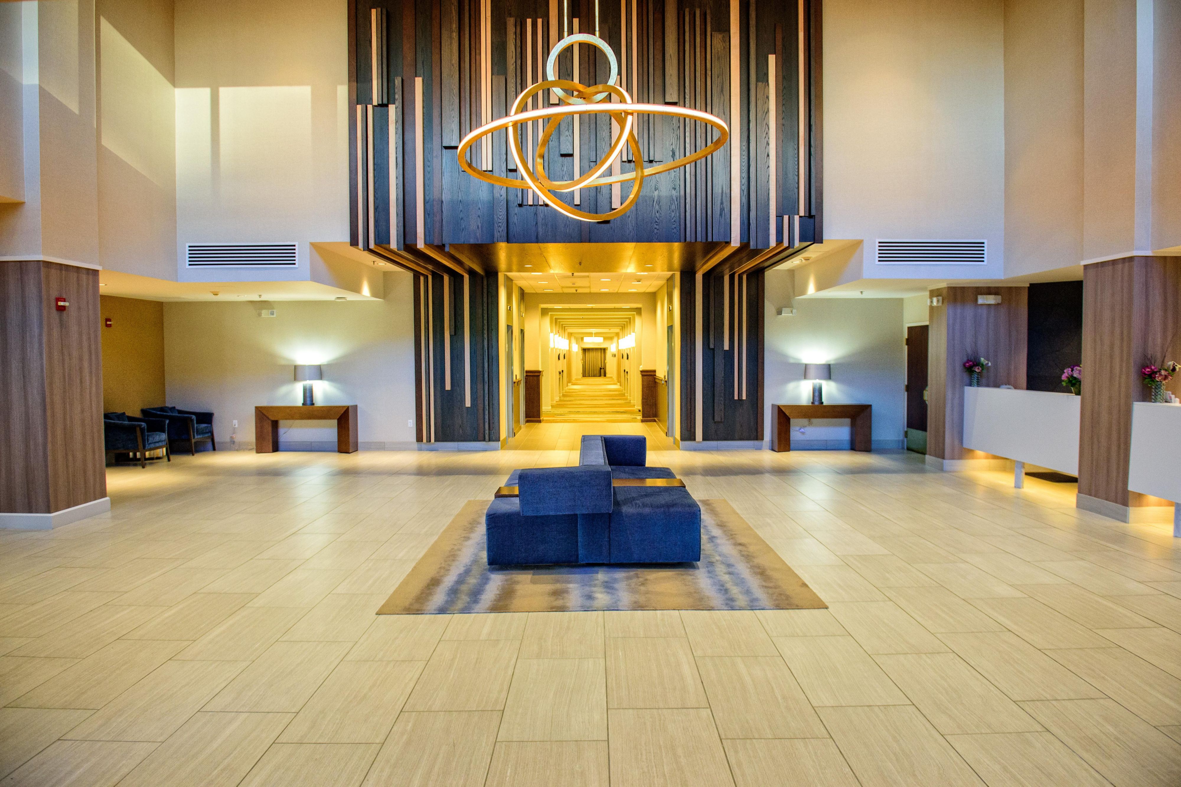 Lobby and front desk at Crowne Plaza Dulles