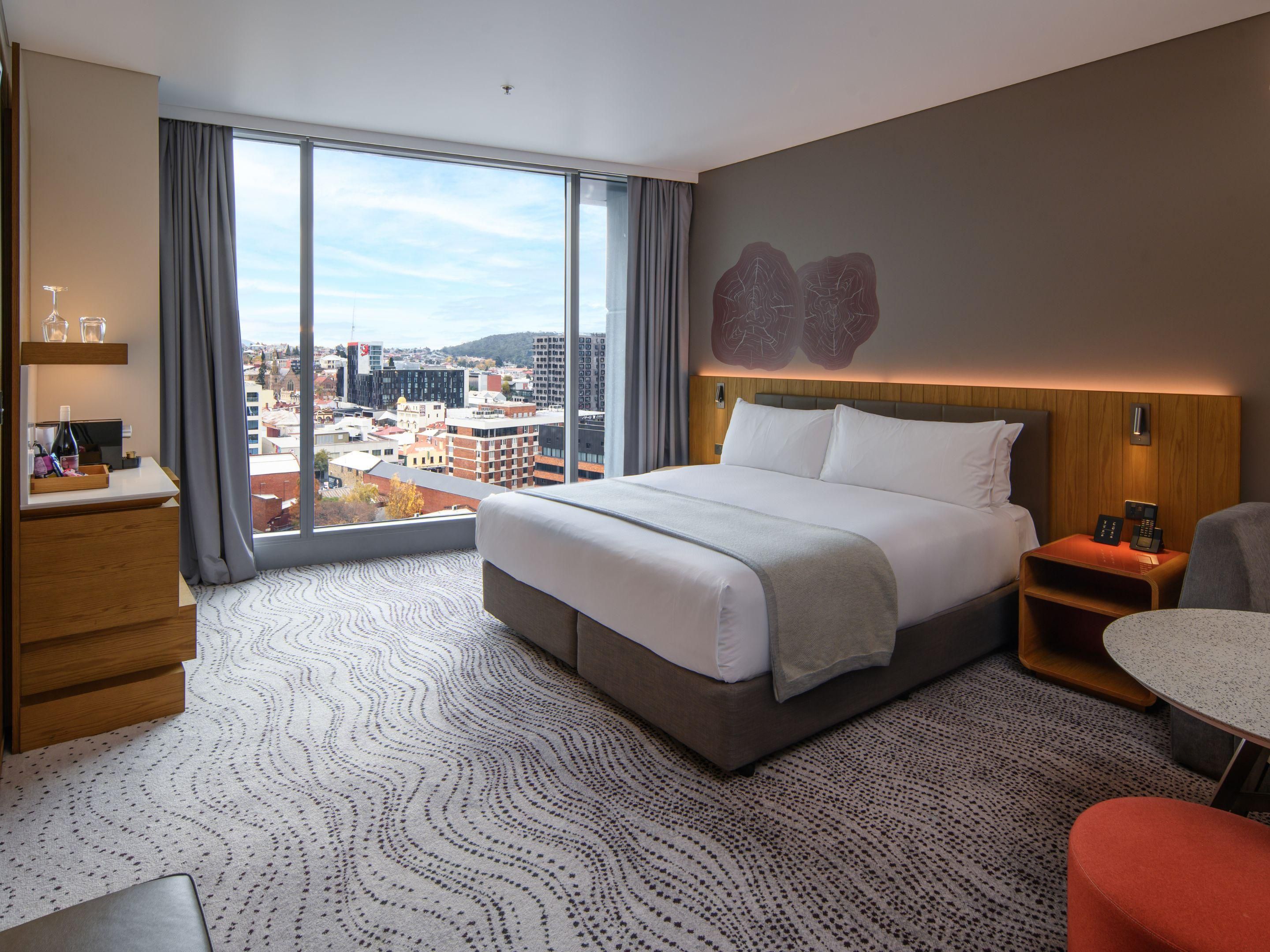 Hotel room with city view