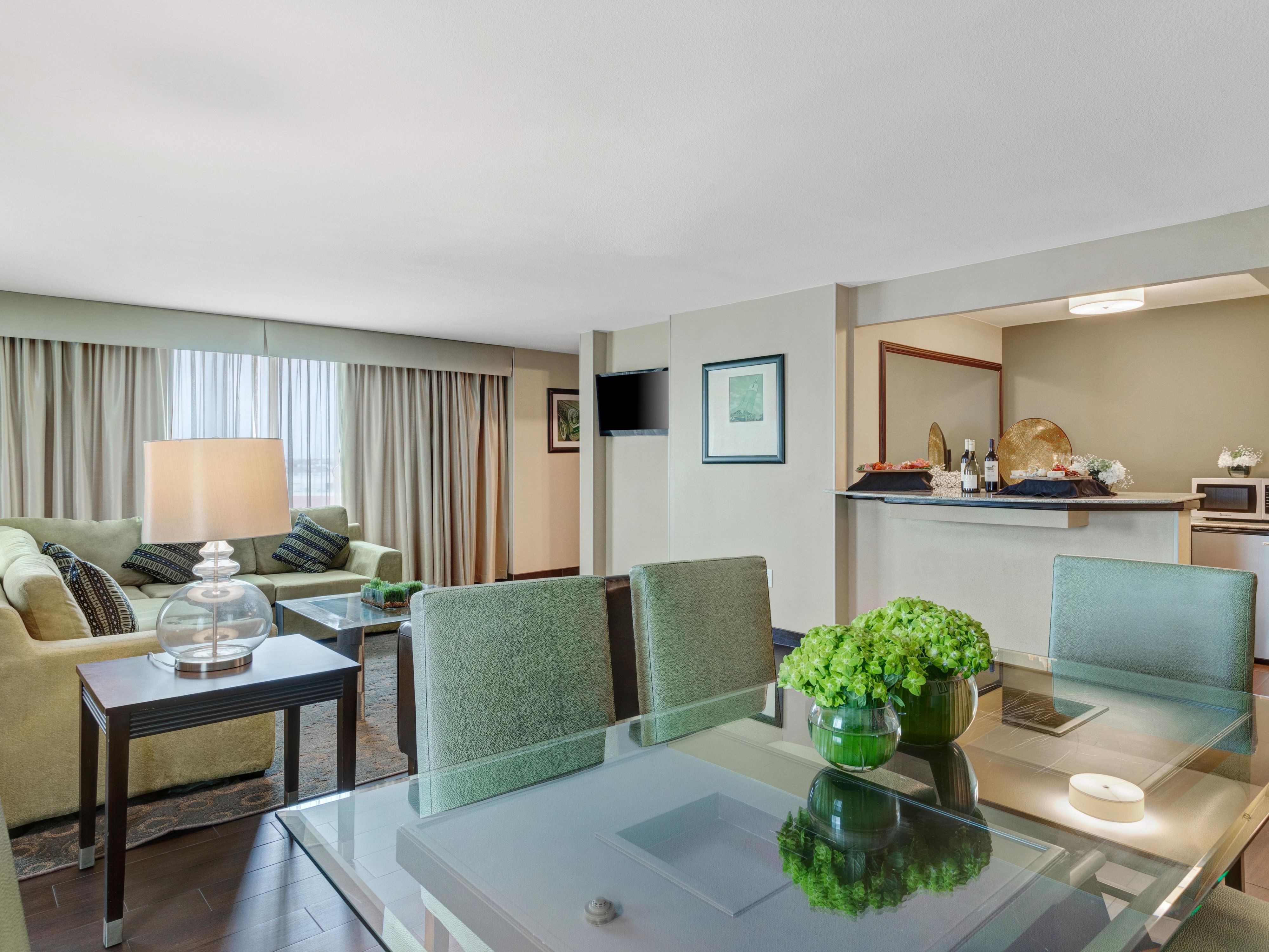Presidentual suite dining and living area.