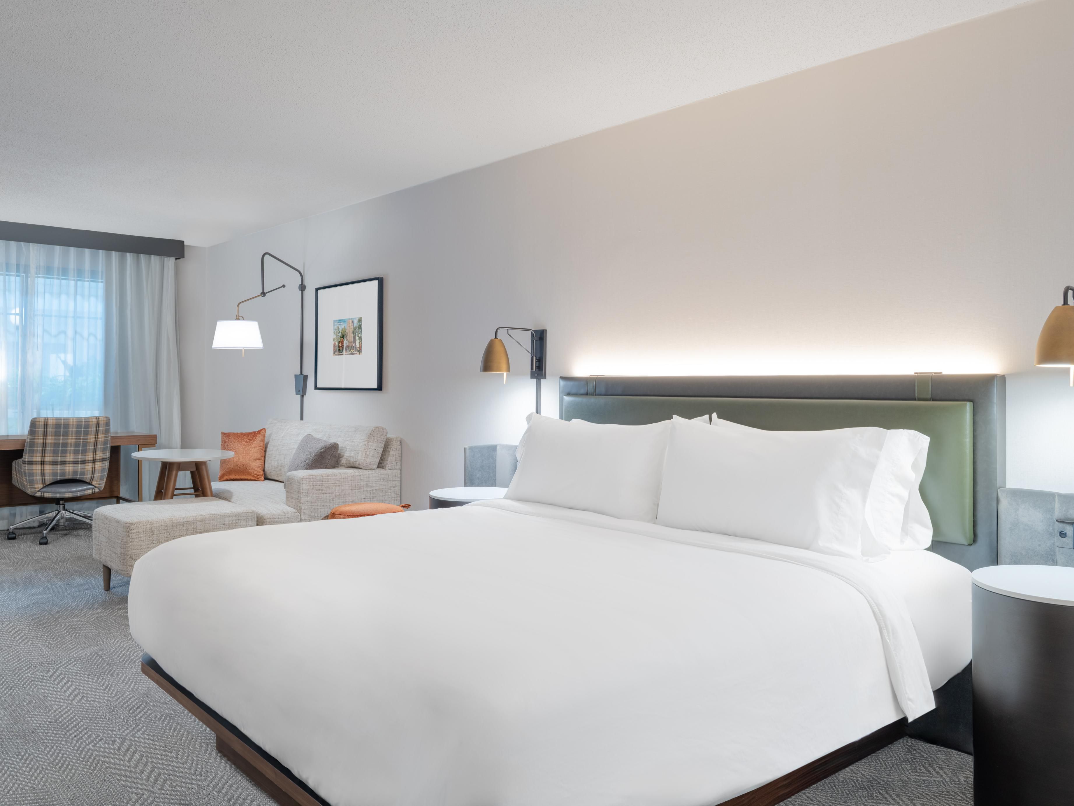 Select Premium Suites feature a workspace in the bedroom.