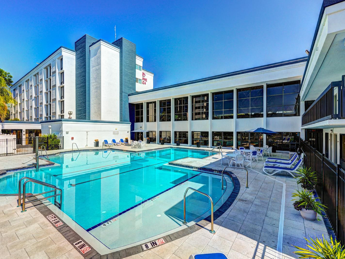 Unwind in our new outdoor pool, perfect for relaxing after a busy day. Whether cooling off with family or enjoying a quiet moment poolside, our pool provides the ultimate recharge, paired with crafted drinks from our lobby bar.