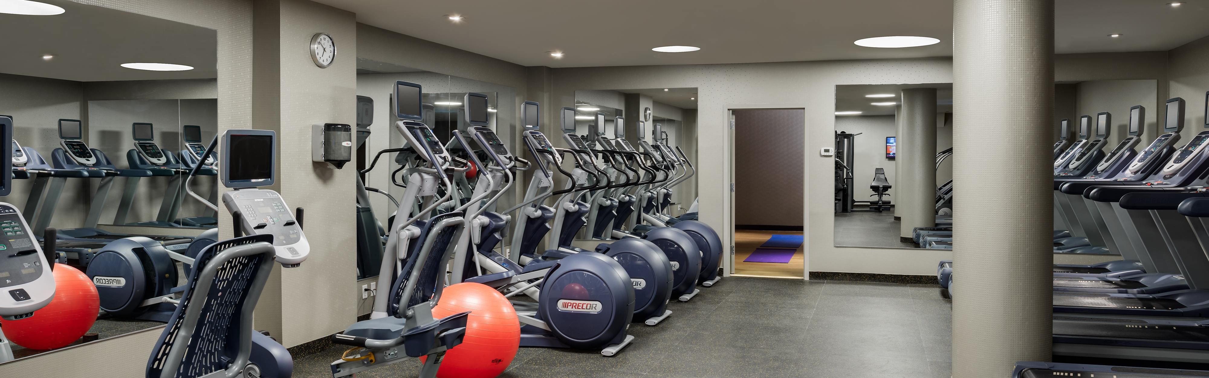 Our fitness center offers cardio equipment, free weights & bikes,