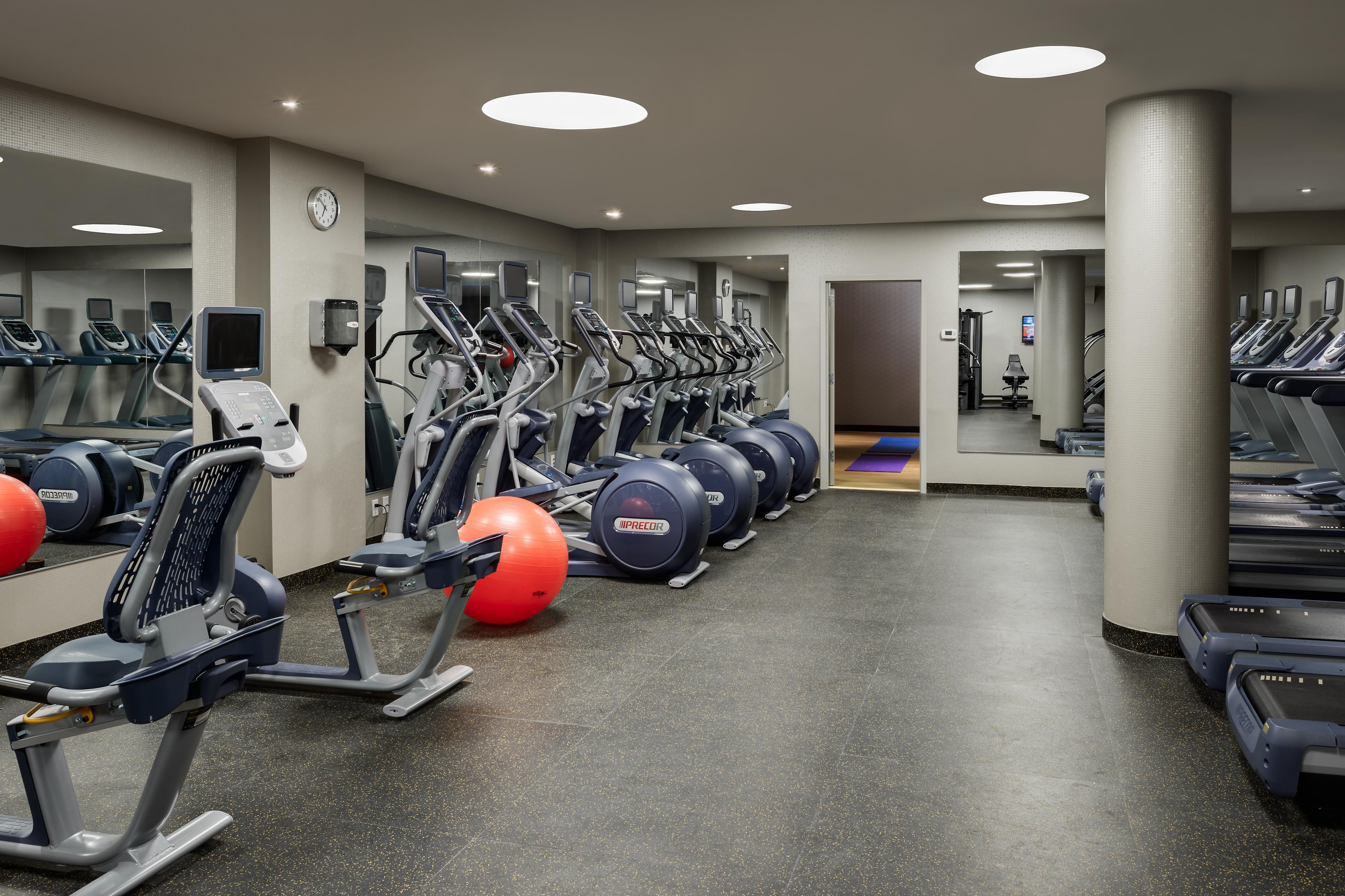 Our fitness center offers cardio equipment, free weights &amp; bikes,