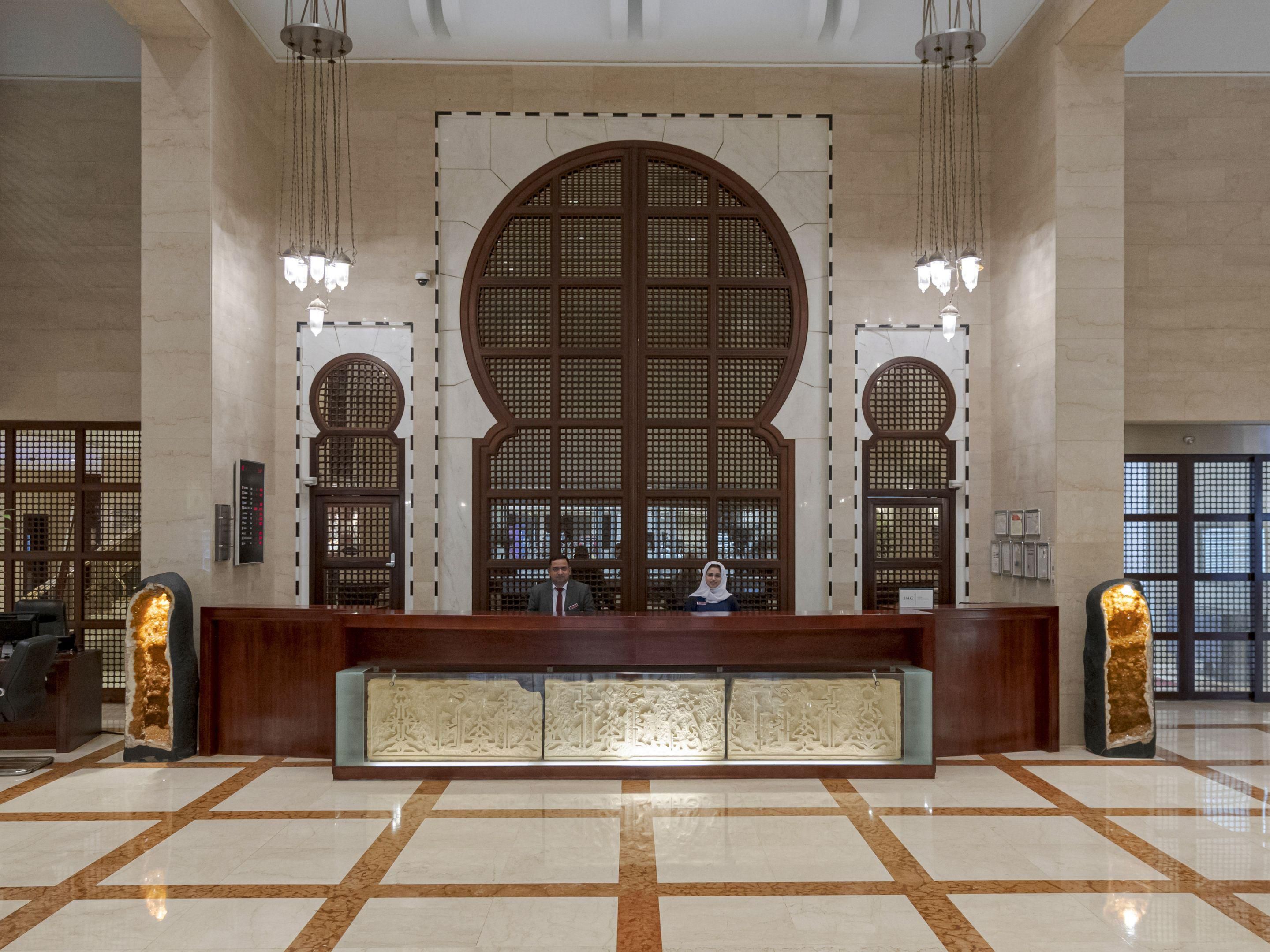 Step into the inviting ambiance of Mashrabia Lobby Café at Crowne Plaza Jeddah, where comfort meets elegance. Whether you're seeking a peaceful place to relax, a charming corner for casual meetings, or a stylish venue for coffee and pastries, this is the perfect spot. Enjoy the exceptional service and warm atmosphere that make every visit memorable