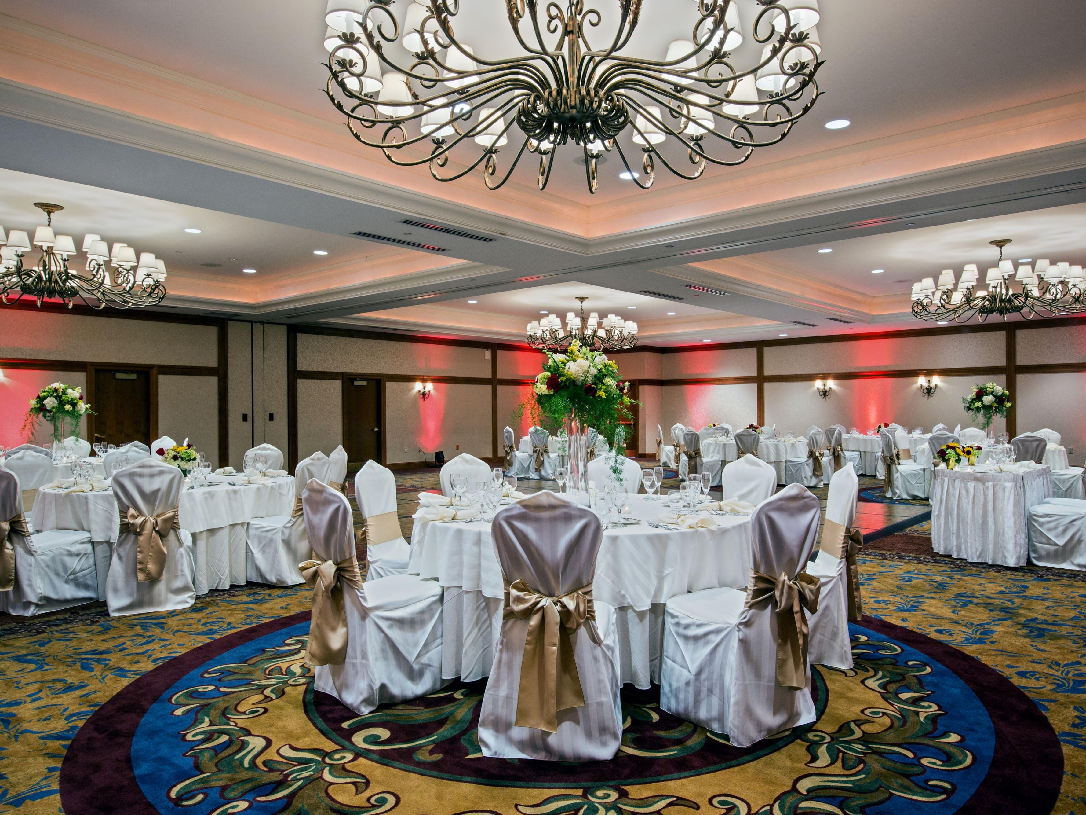 Brides and grooms trust us to make their dream wedding a reality, and our experienced staff takes care of every detail . Our wedding venue can be elegantly and lavishly transformed to meet your vision, and the personalized menu options prepared by our talented executive chef will keep your guests talking for years to come. 