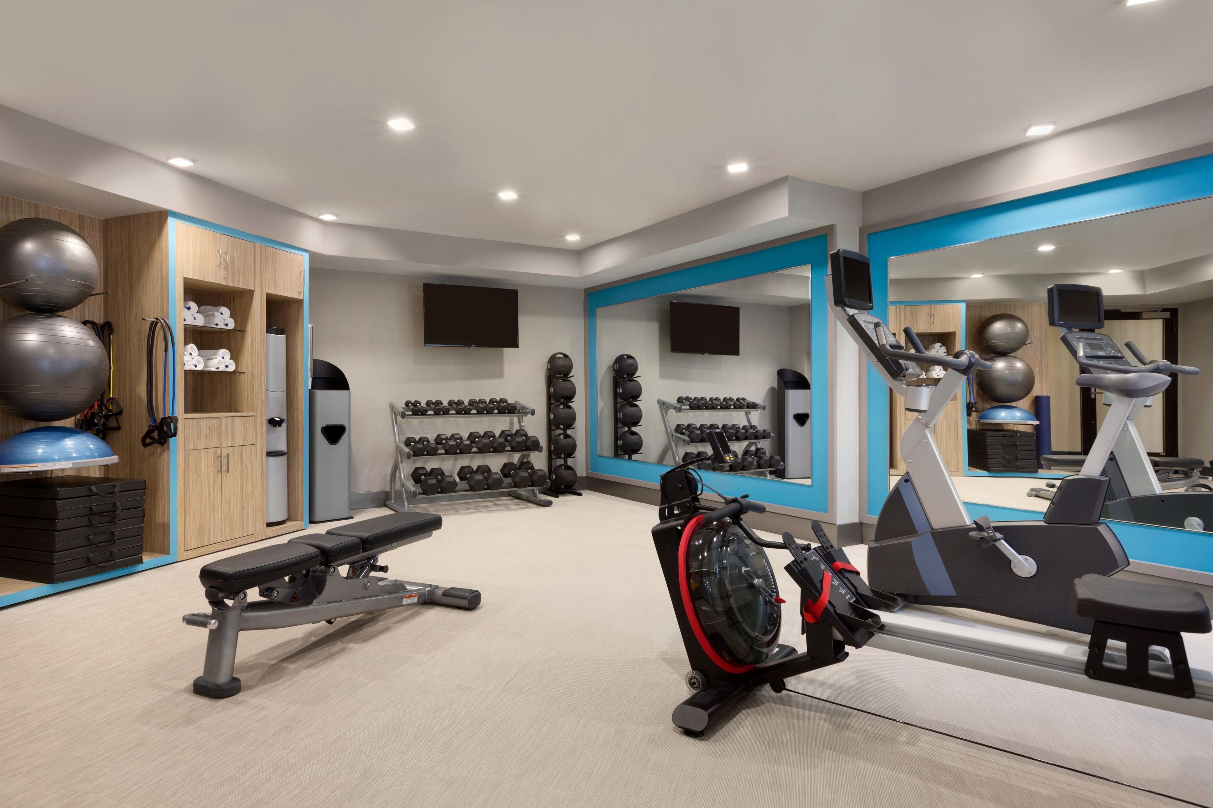 Keep your workout on track with our 24 hour fitness center.