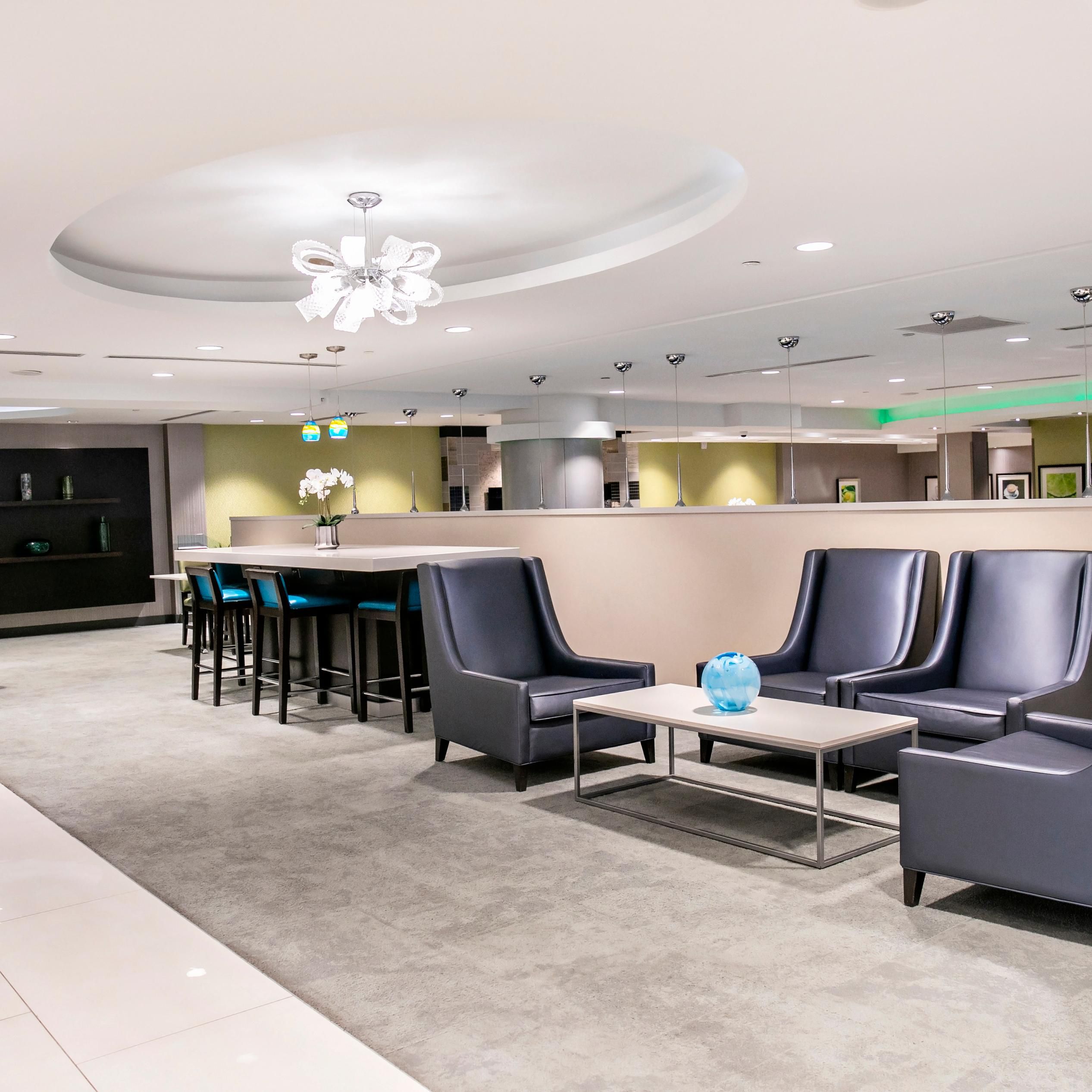 Aesthetically designed hotel lobby lounge area for your meetings 