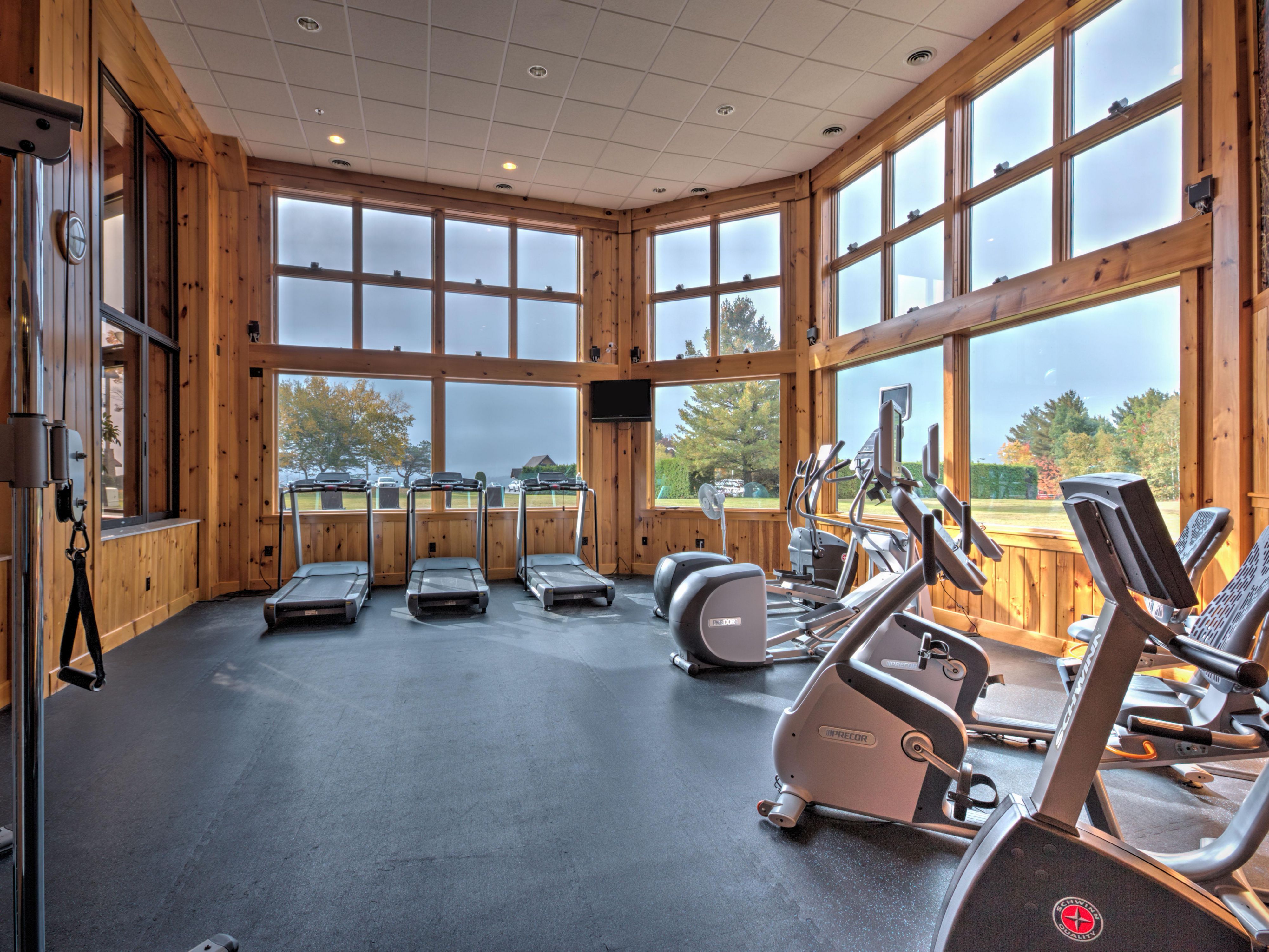 Maintaining your routine while traveling is important. Our fitness room has 3 treadmills, 1 stair stepper, 1 elliptical machine, 2 recumbent stationary bikes, free weights, fitness weight station, weight bench, floor mat, 3 fitness balls - all while overlooking Adirondack High Peaks.