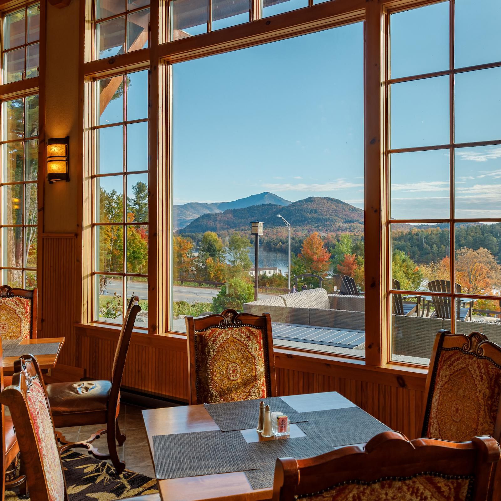 Spectacular mountain views from our Adirondack Great Room