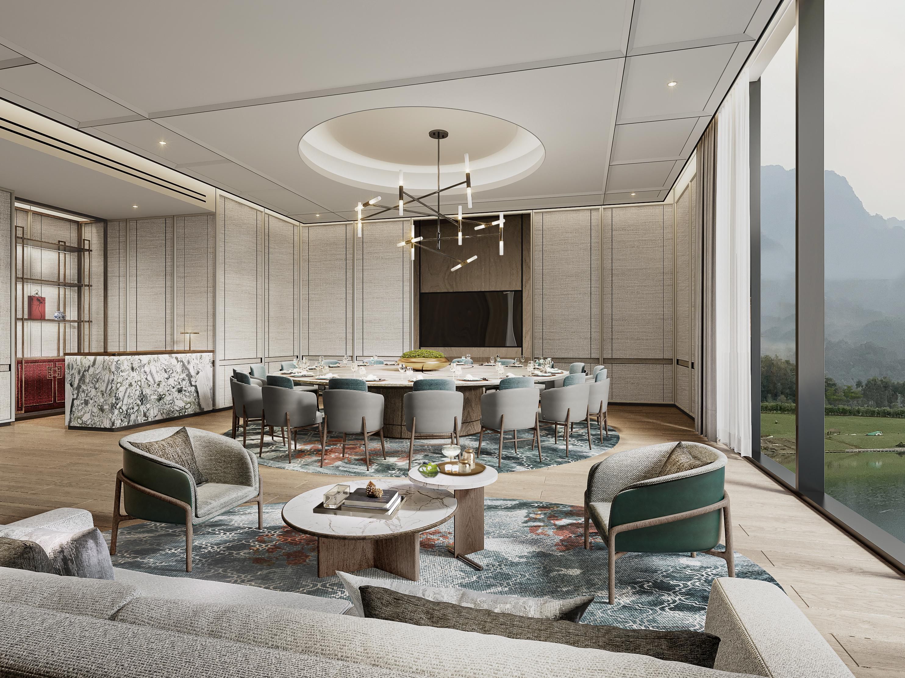 The Lobby Lounge offers drinks and refreshments; The All Day Dining is located on the first floor of the hotel and serves a variety of buffets; The Chinese restaurant is located on the second floor of the hotel and focuses on Cantonese cuisine, supplemented by local Northwest cuisine and Sichuan cuisine.