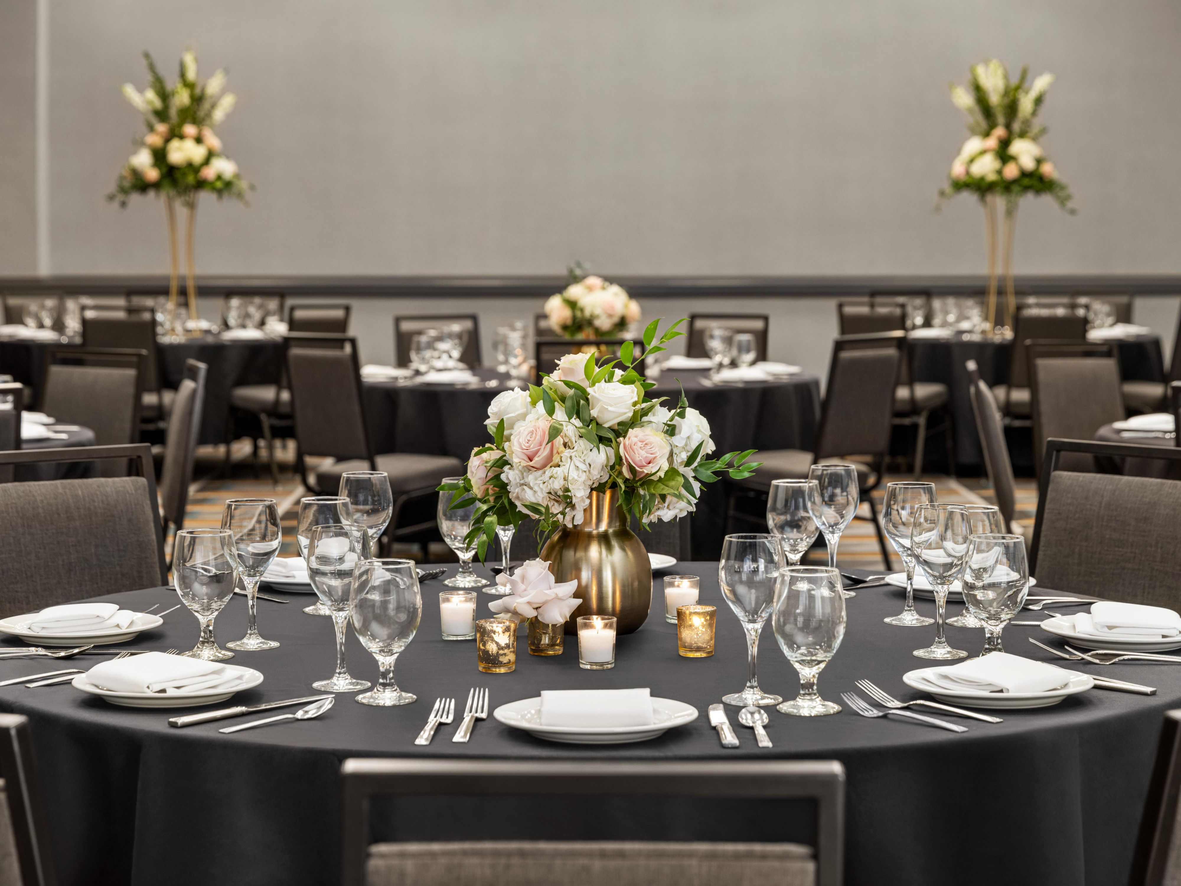 Wedding venue set up for dinner