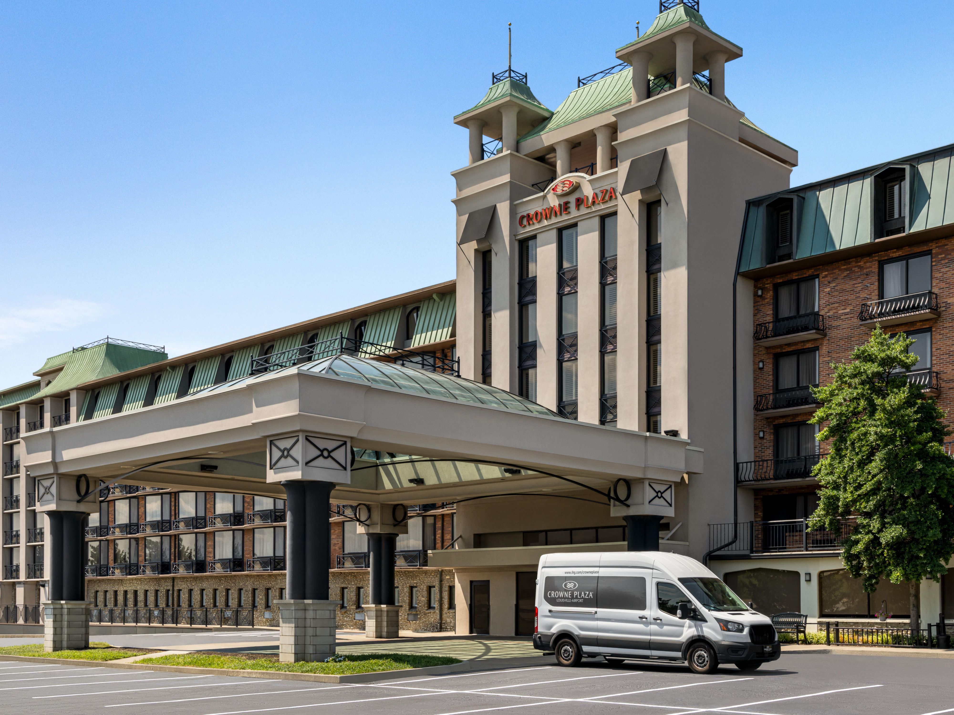 hotel exterior with shuttle