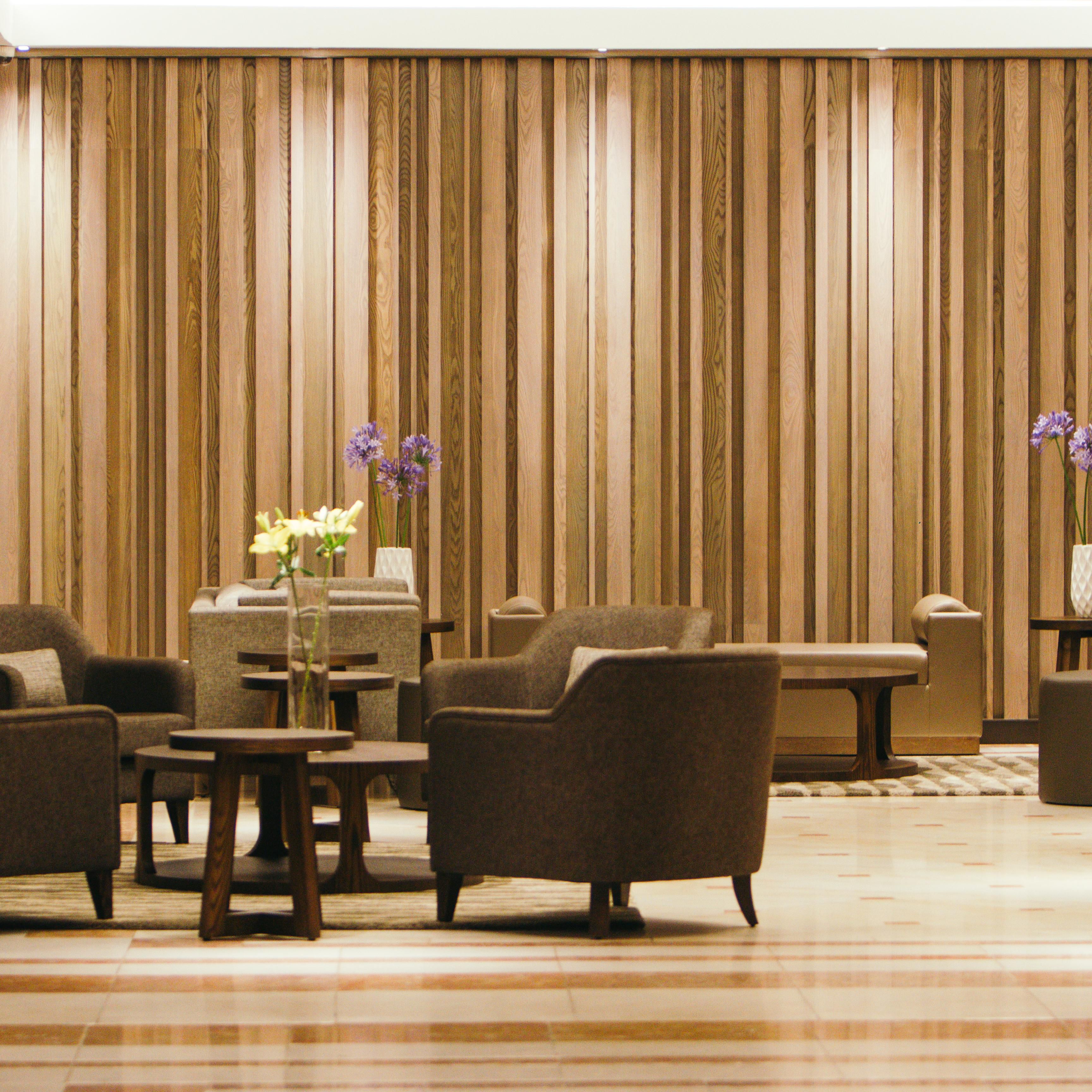 See the beautiful wood craftmanship throught our new lobby.